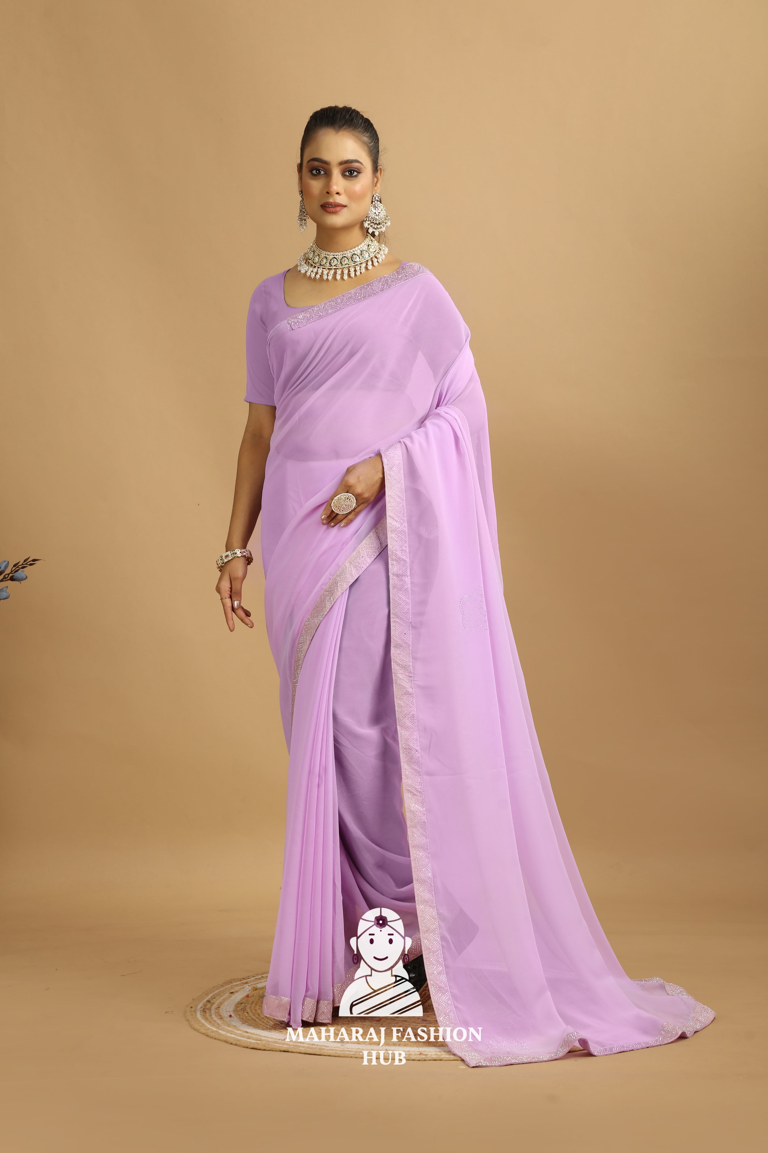 Maharaj Fashion Hub Premium Georgette Saree – Soft, Stylish & Ready to Drape