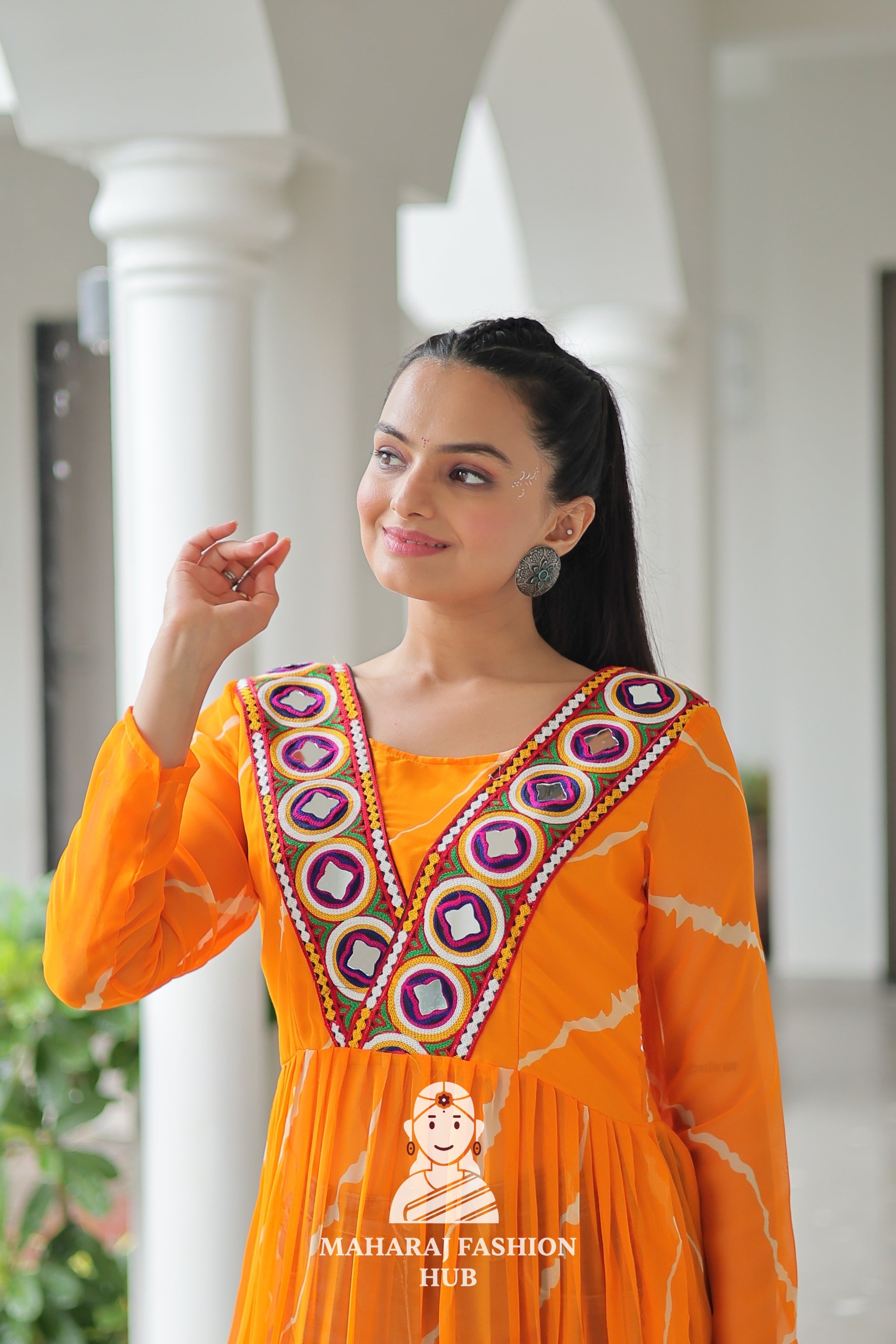 Navratri - Vibrant Leheriya Print Kutchi Patch Navratri Kurti Collection 🎨🌸