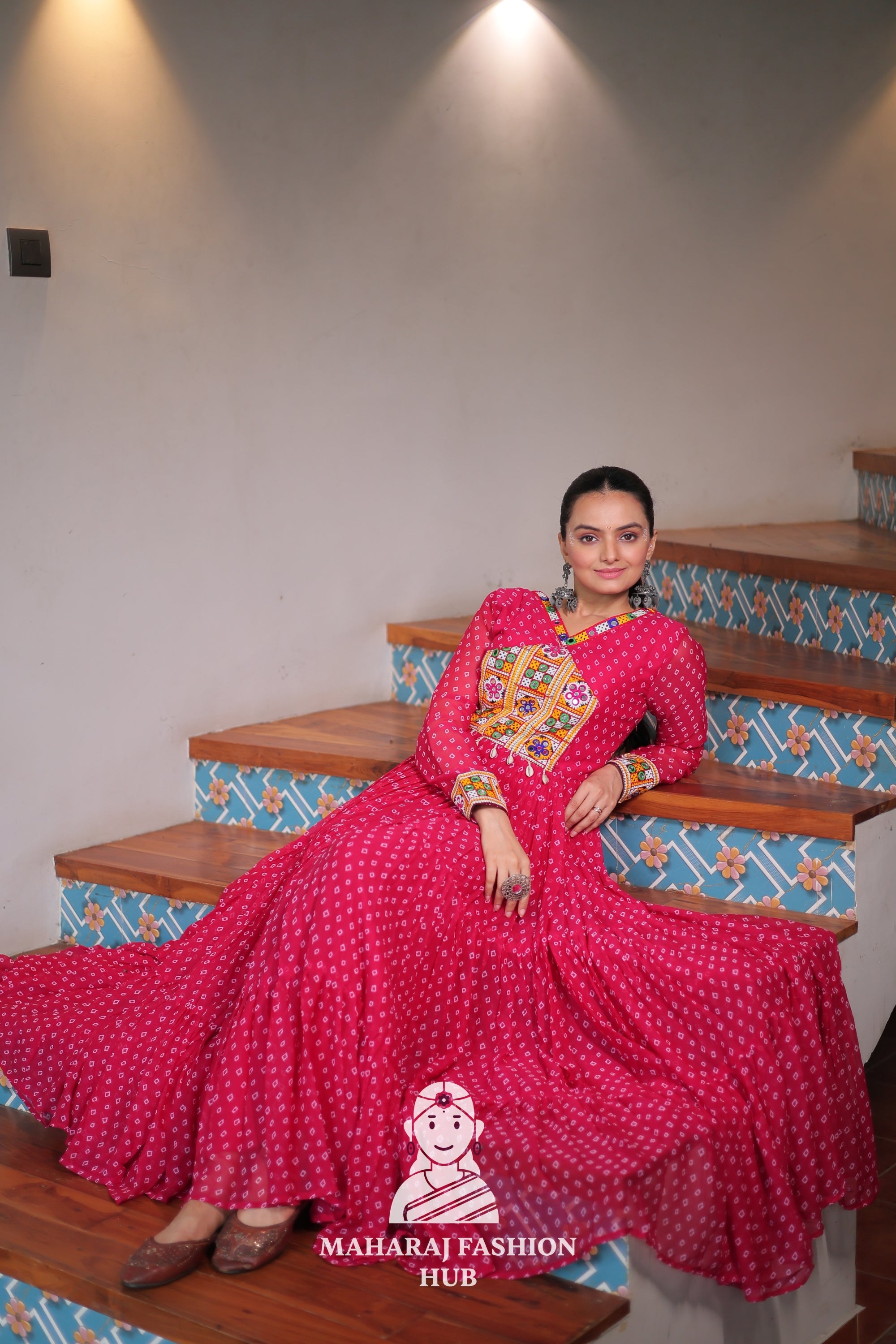 Elegant Faux Georgette Bandhani Print Navratri Collection 🌟👑