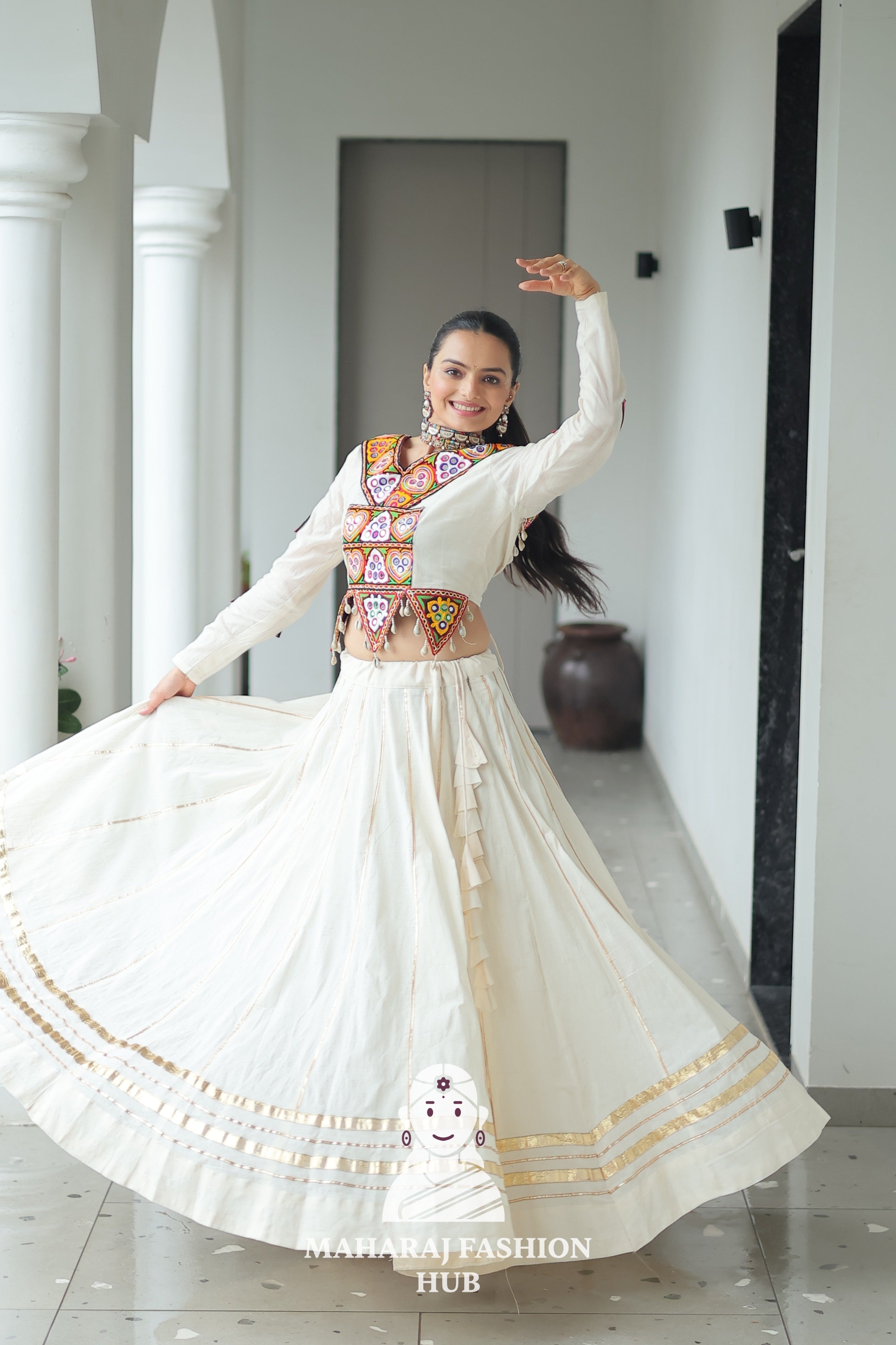 🌸 Traditional Navratri Elegance: Kora Cotton Chaniya Choli 🌸