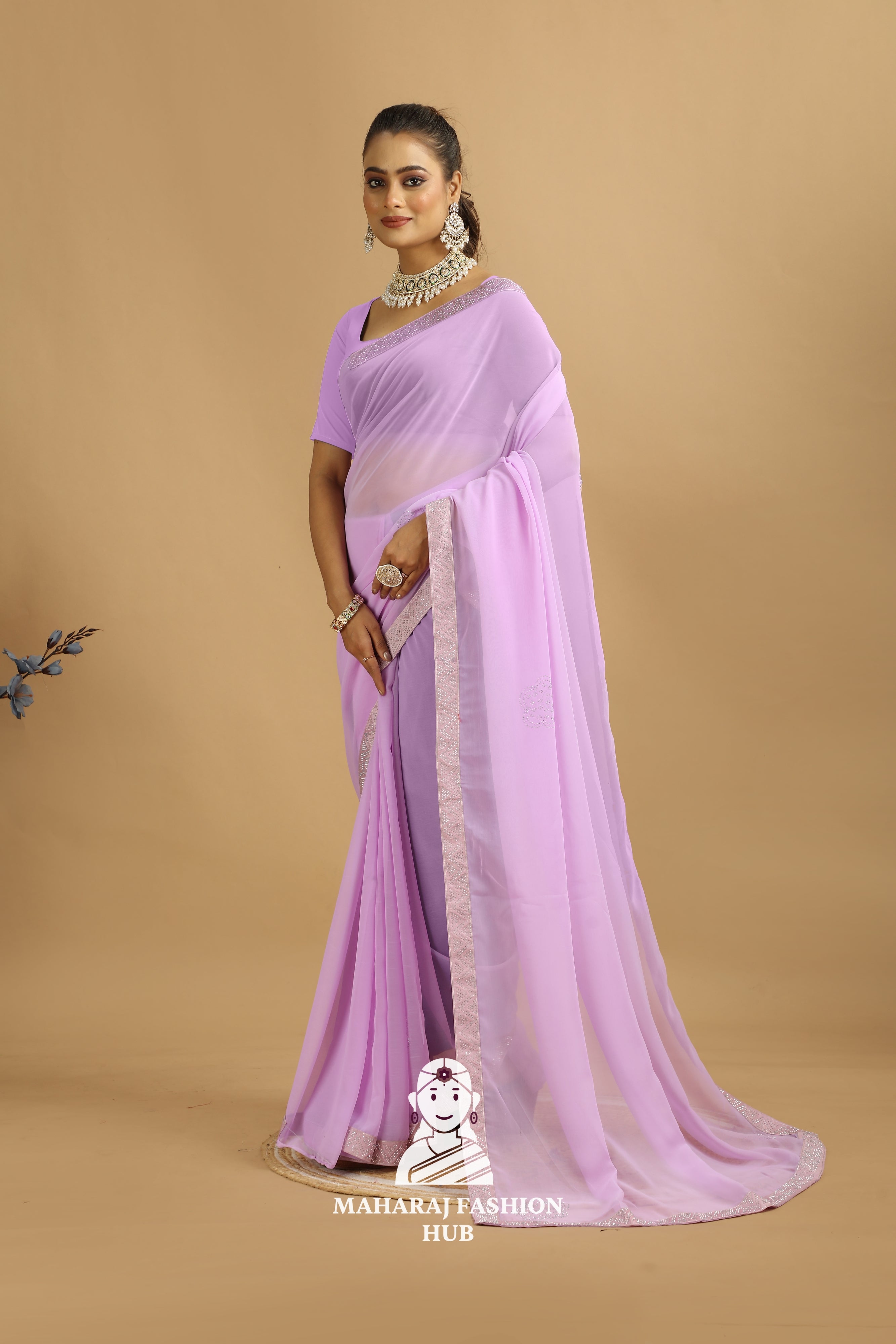 Maharaj Fashion Hub Premium Georgette Saree – Soft, Stylish & Ready to Drape