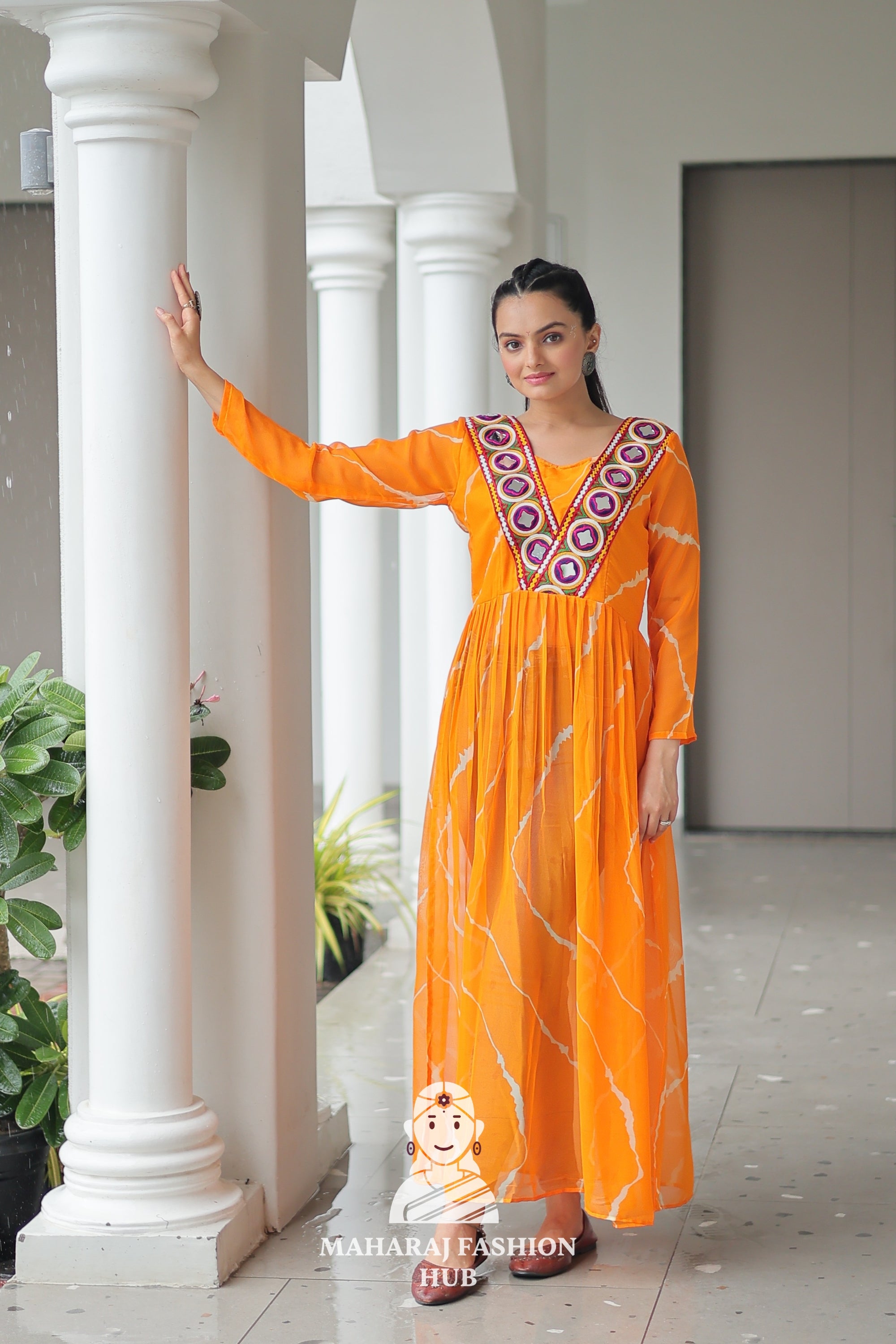 Navratri - Vibrant Leheriya Print Kutchi Patch Navratri Kurti Collection 🎨🌸