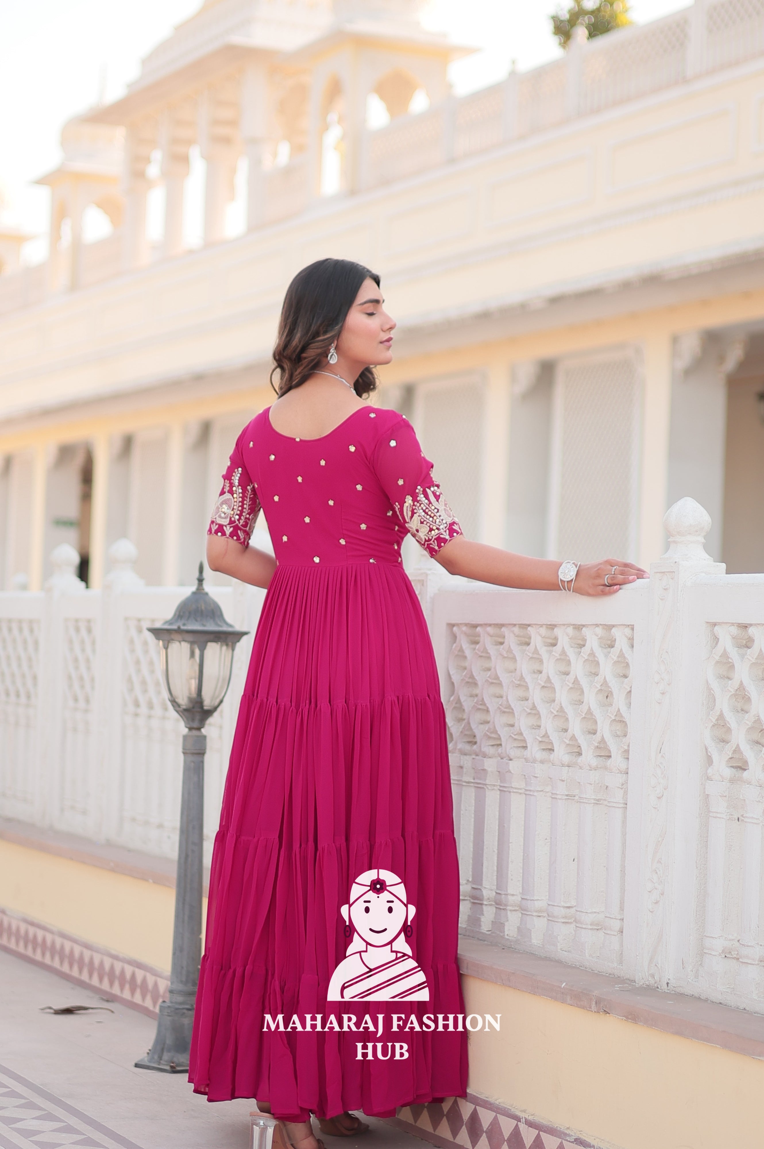 Designer Fabric Charm Embroidery Zari Sequins-work