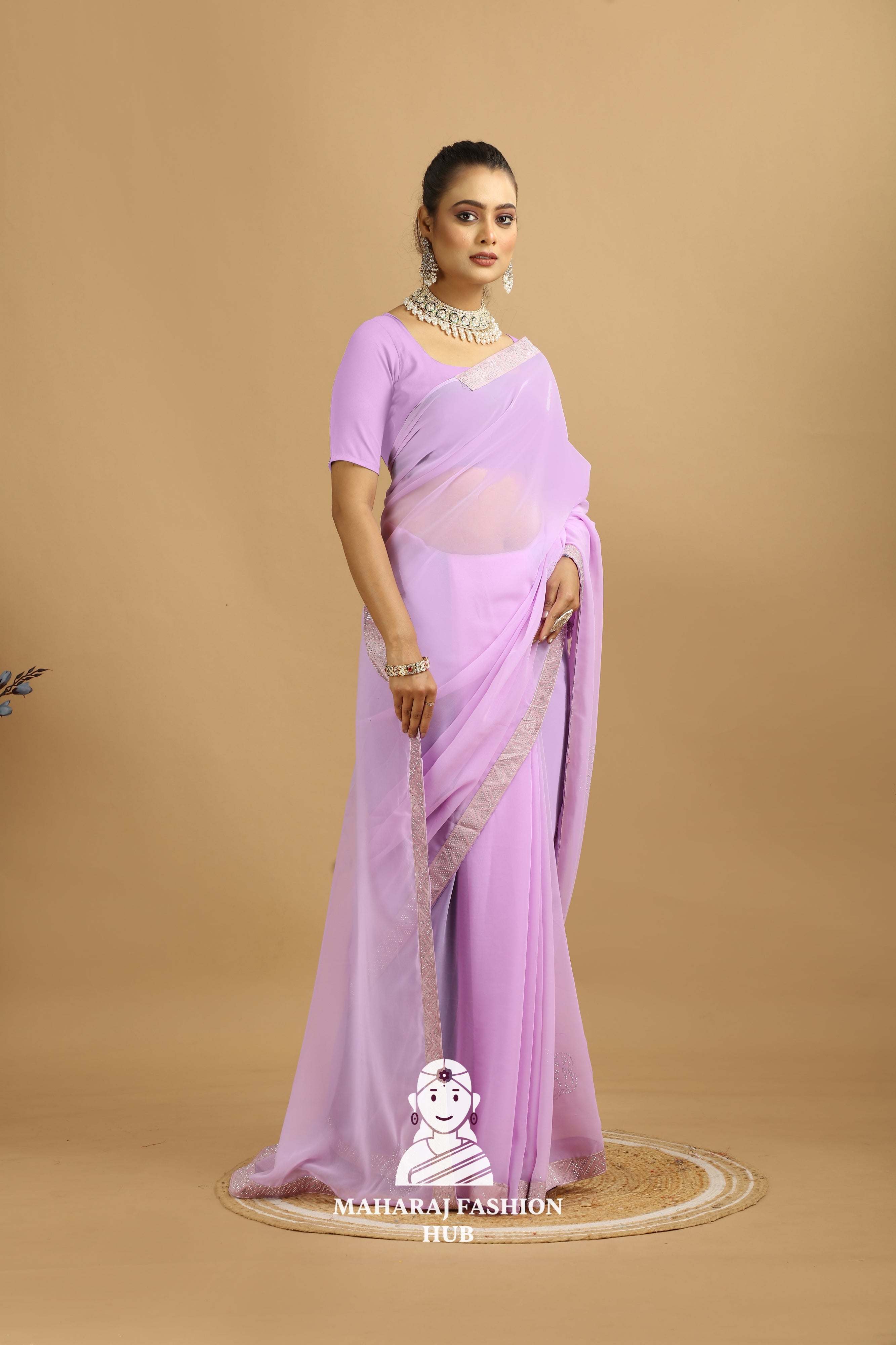 Maharaj Fashion Hub Premium Georgette Saree – Soft, Stylish & Ready to Drape