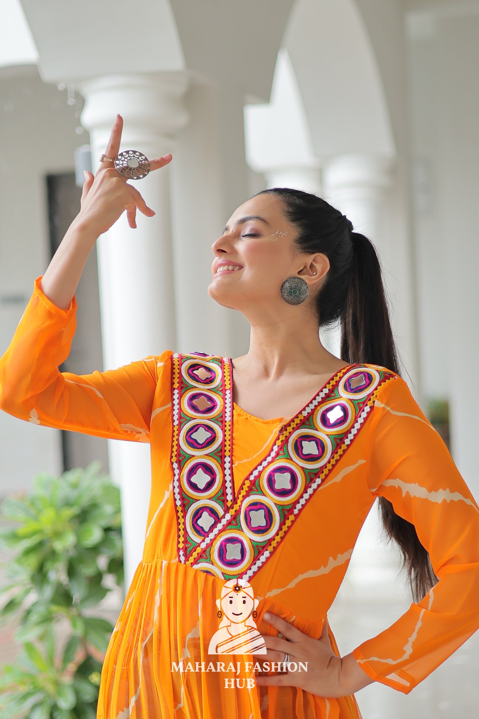 Navratri - Vibrant Leheriya Print Kutchi Patch Navratri Kurti Collection 🎨🌸