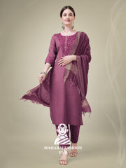 Maharaj Fashion Hub Women's Elegant Kurti Pant Dupatta Set