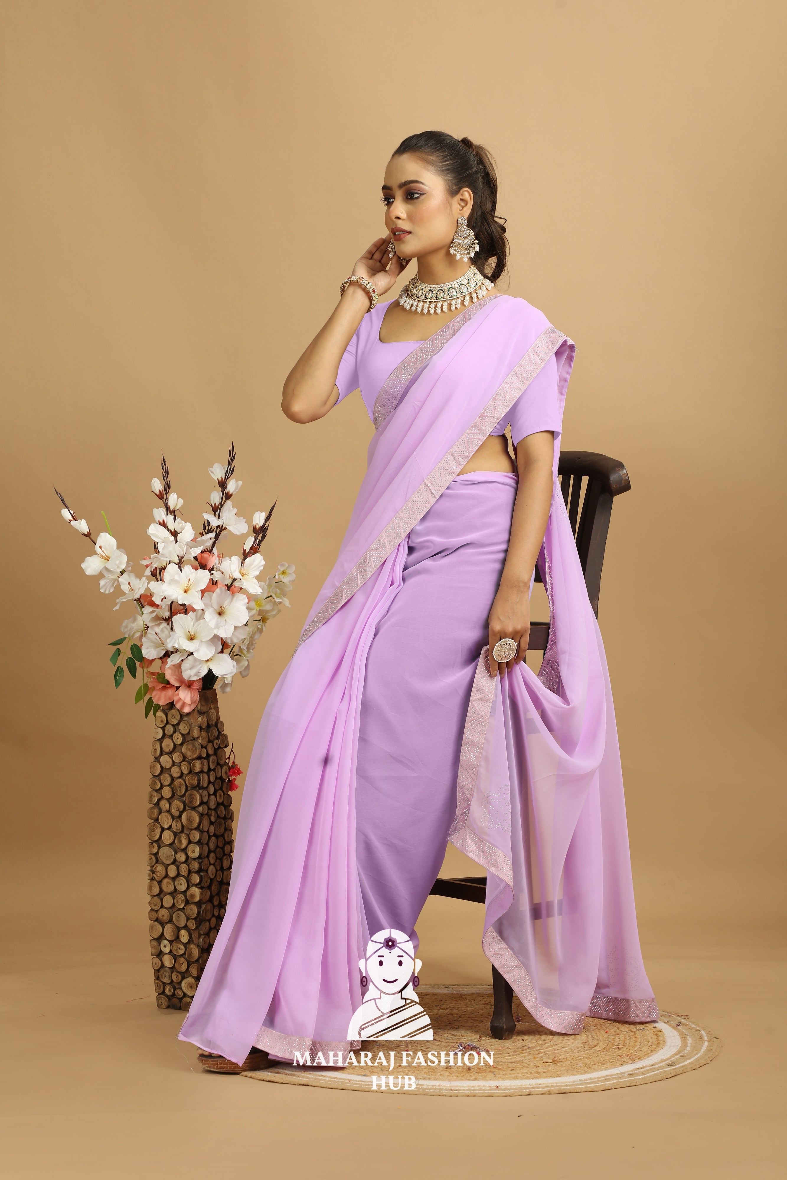 Maharaj Fashion Hub Premium Georgette Saree – Soft, Stylish & Ready to Drape