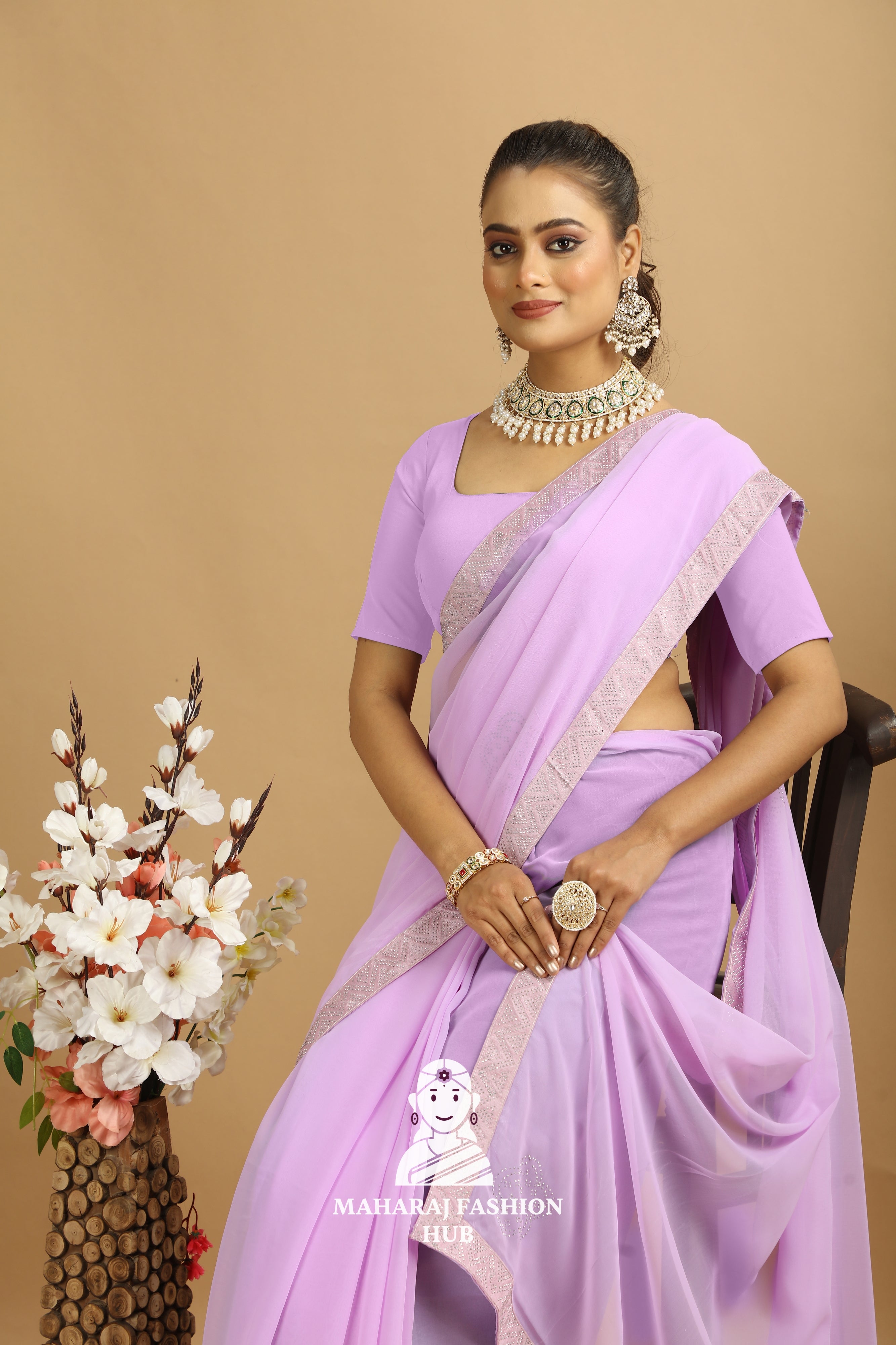 Maharaj Fashion Hub Premium Georgette Saree – Soft, Stylish & Ready to Drape