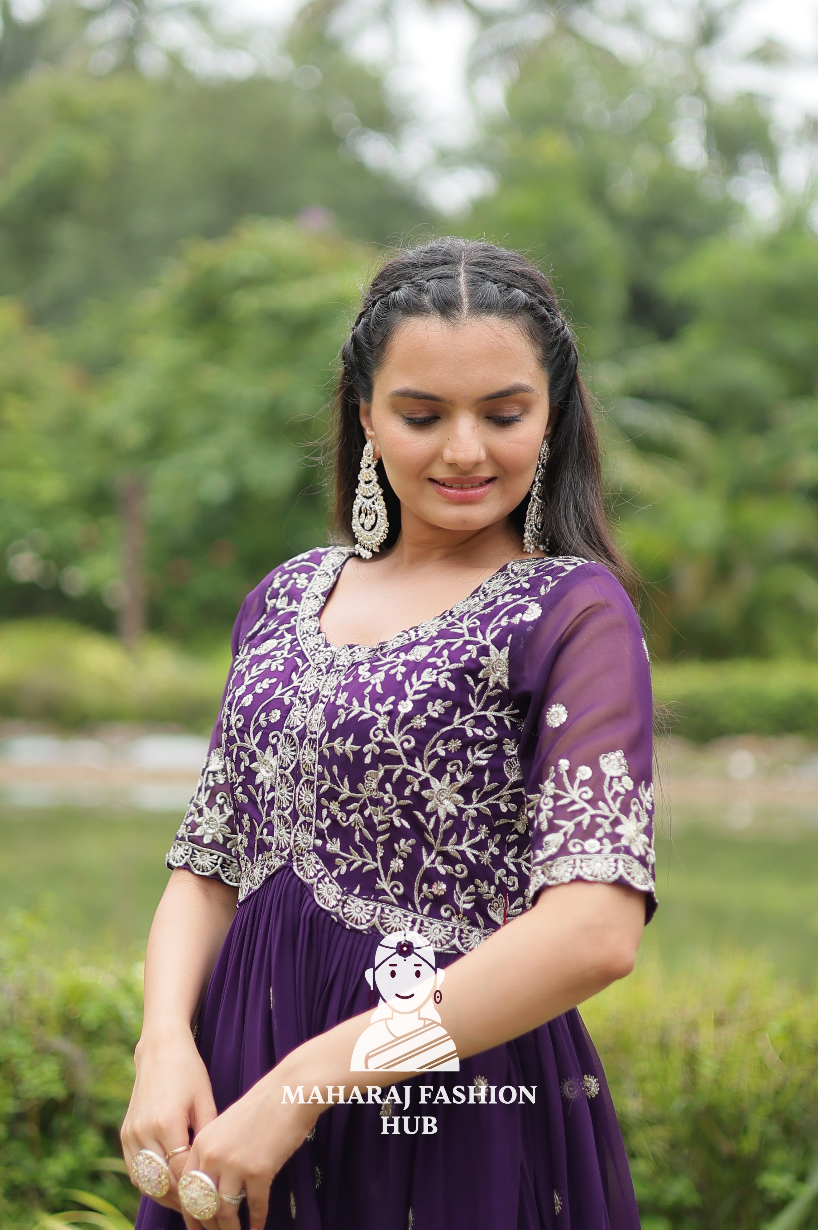 🎀 Party-Ready Gown in Zari Embroidery - Special Designer Gown