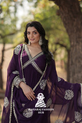 Stunning Fabric Craft with Sequins Embroidered Dupatta - Special Designer Gown