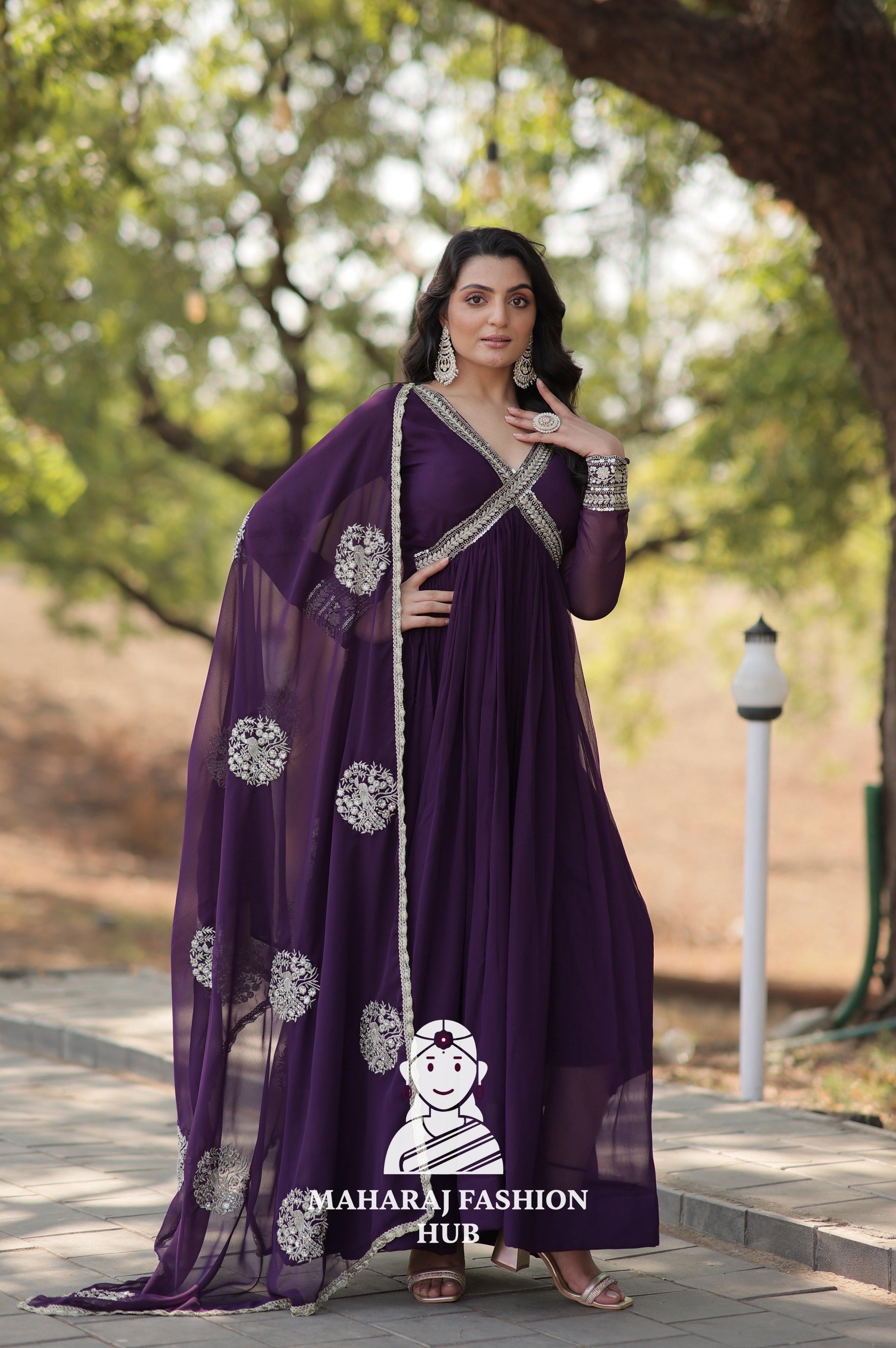 Stunning Fabric Craft with Sequins Embroidered Dupatta - Special Designer Gown
