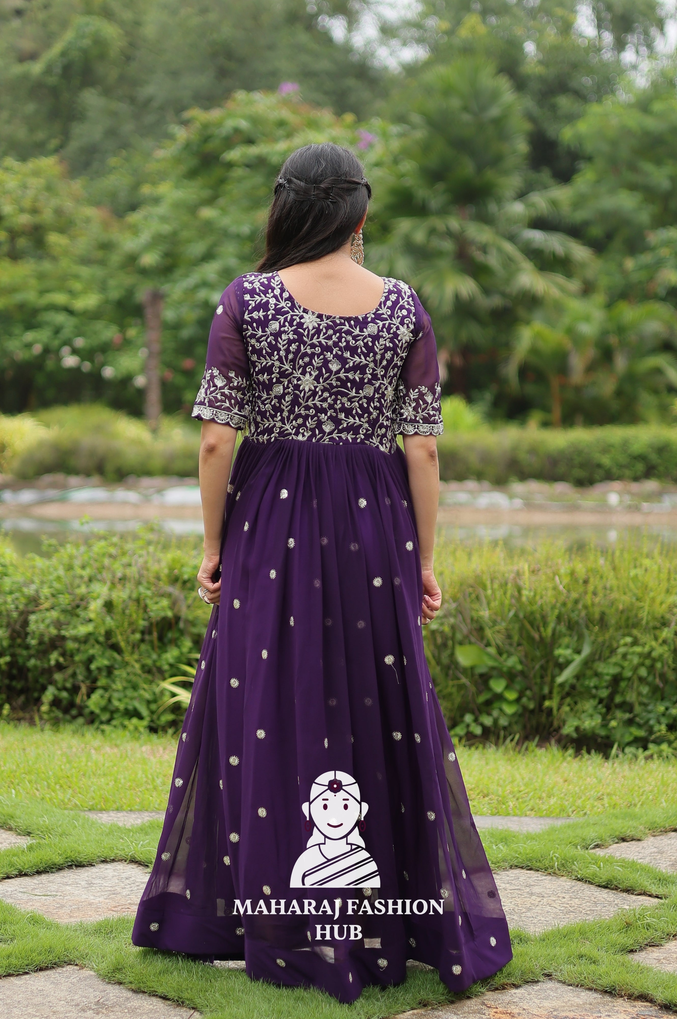 🎀 Party-Ready Gown in Zari Embroidery - Special Designer Gown