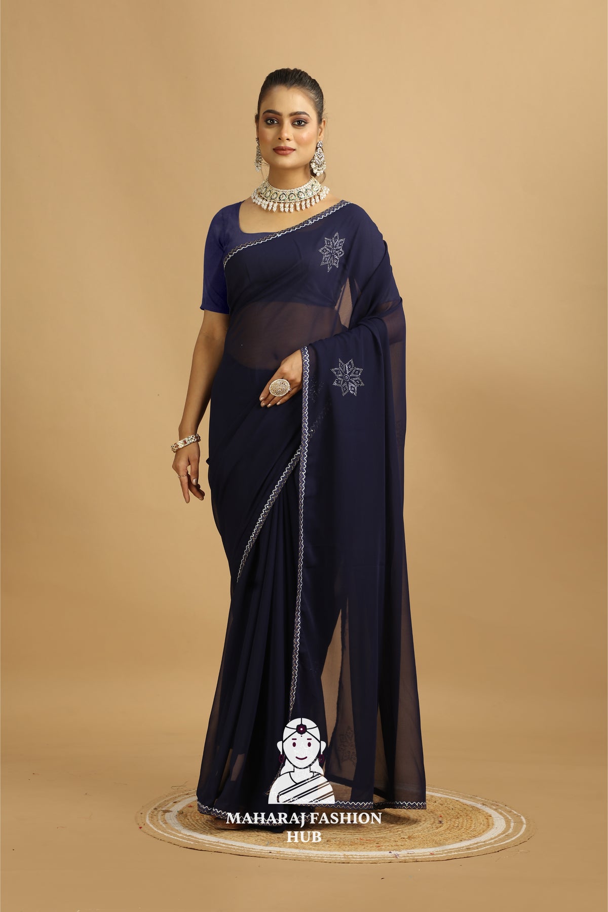 Maharaj Fashion Hub Printed Georgette Saree for Women – Daily Wear with Designer Touch