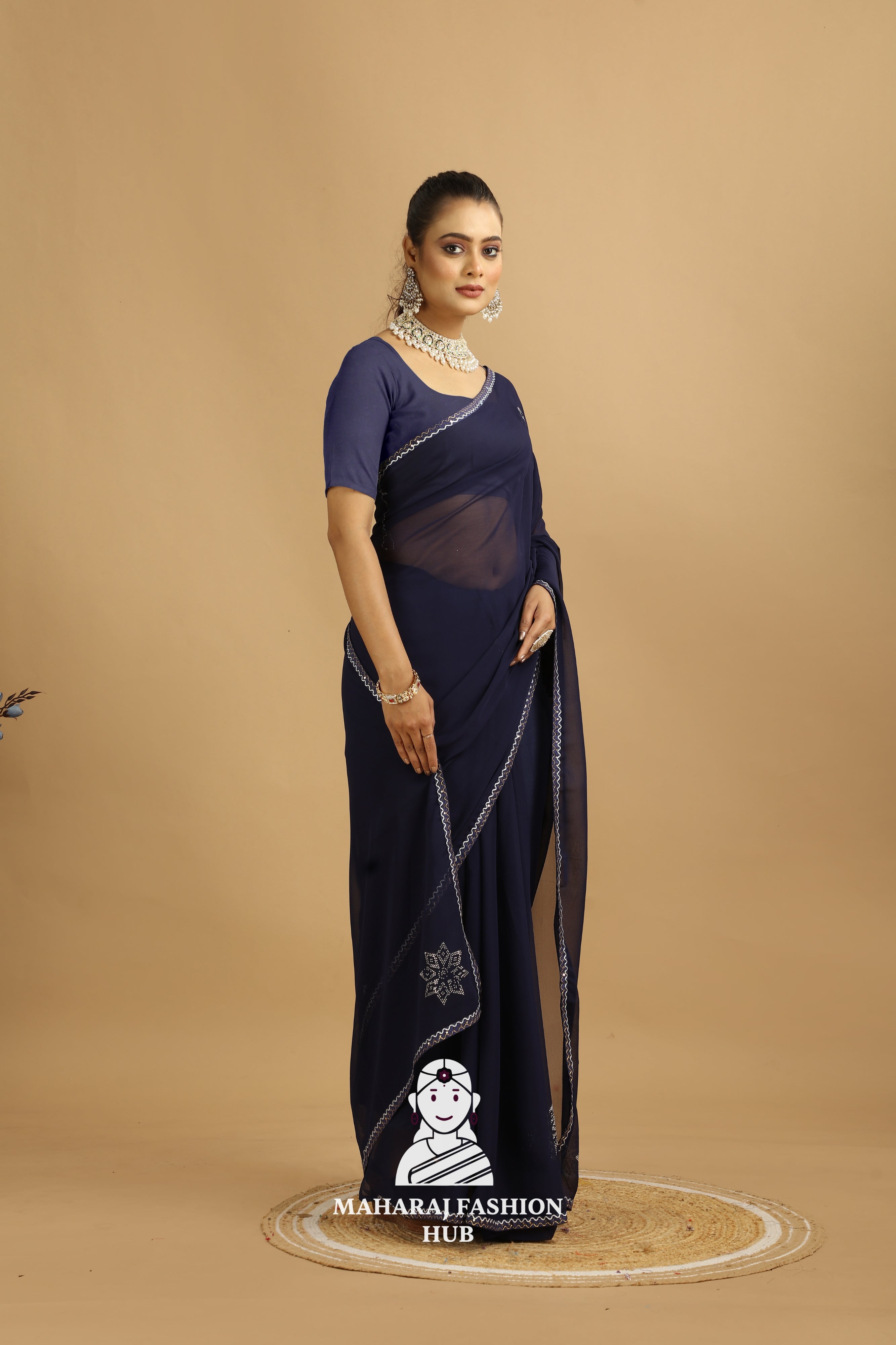 Maharaj Fashion Hub Printed Georgette Saree for Women – Daily Wear with Designer Touch