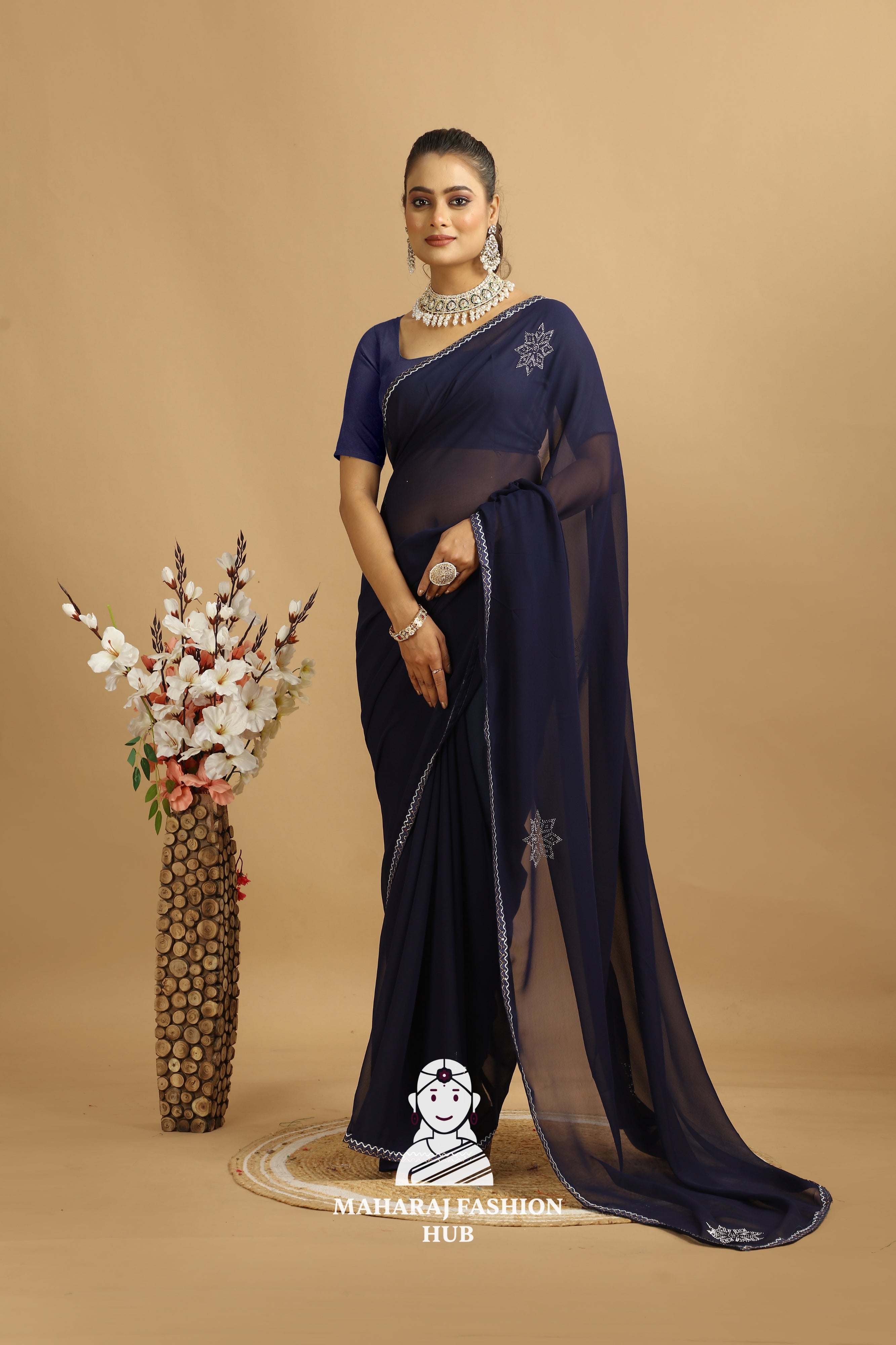 Maharaj Fashion Hub Printed Georgette Saree for Women – Daily Wear with Designer Touch