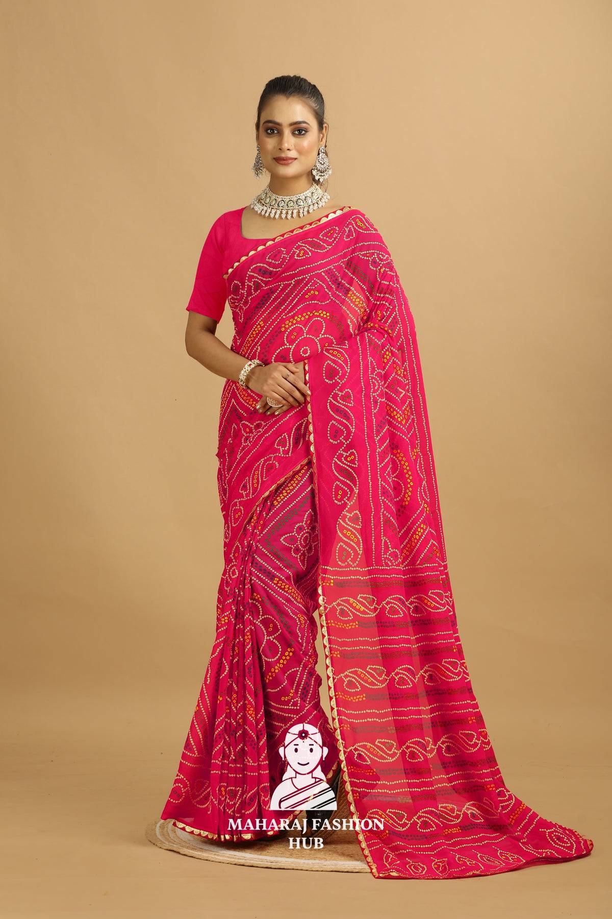 Maharaj Fashion Hub Traditional Georgette Printed Saree – Festive Elegance for Women