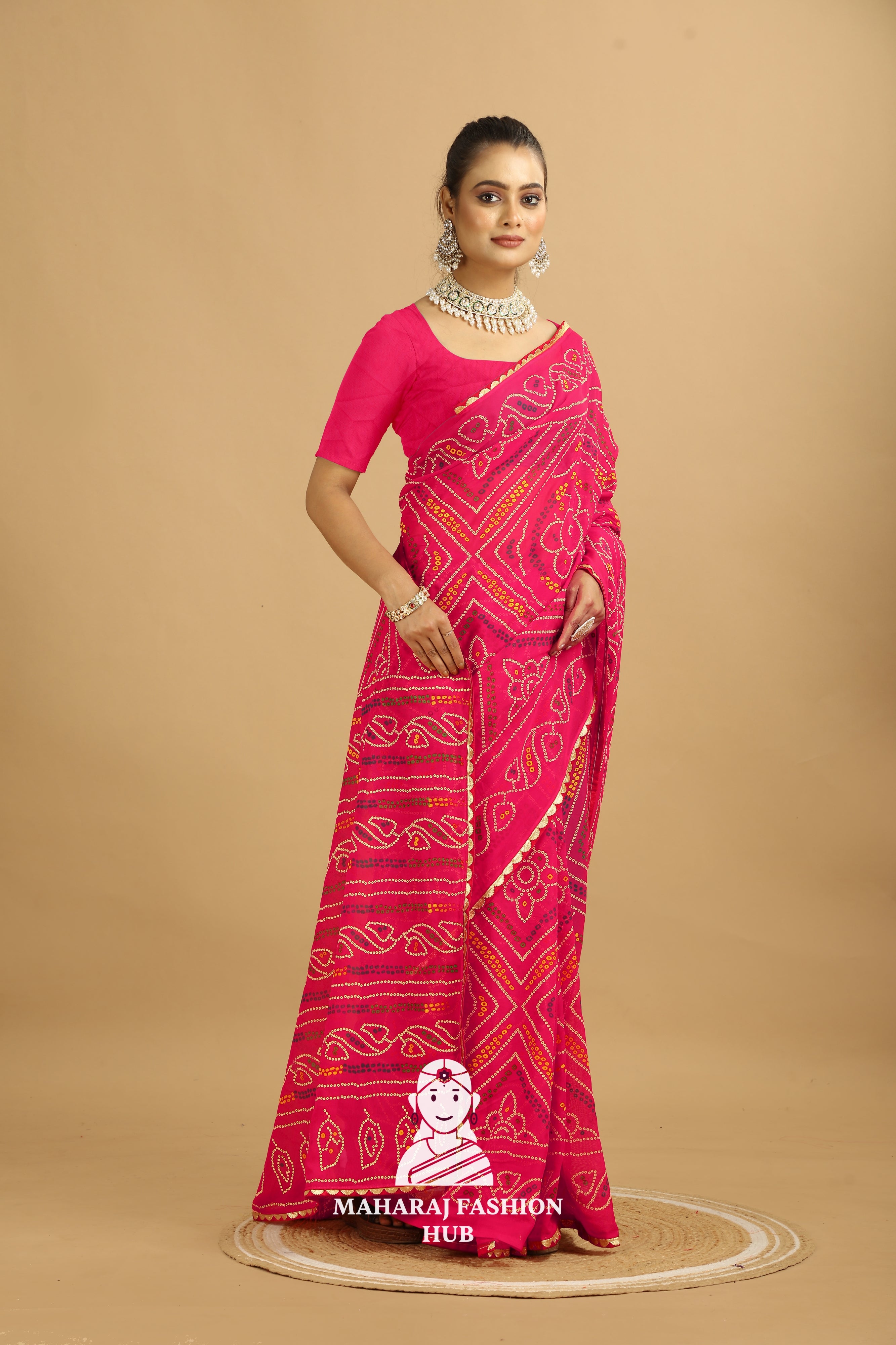 Maharaj Fashion Hub Traditional Georgette Printed Saree – Festive Elegance for Women