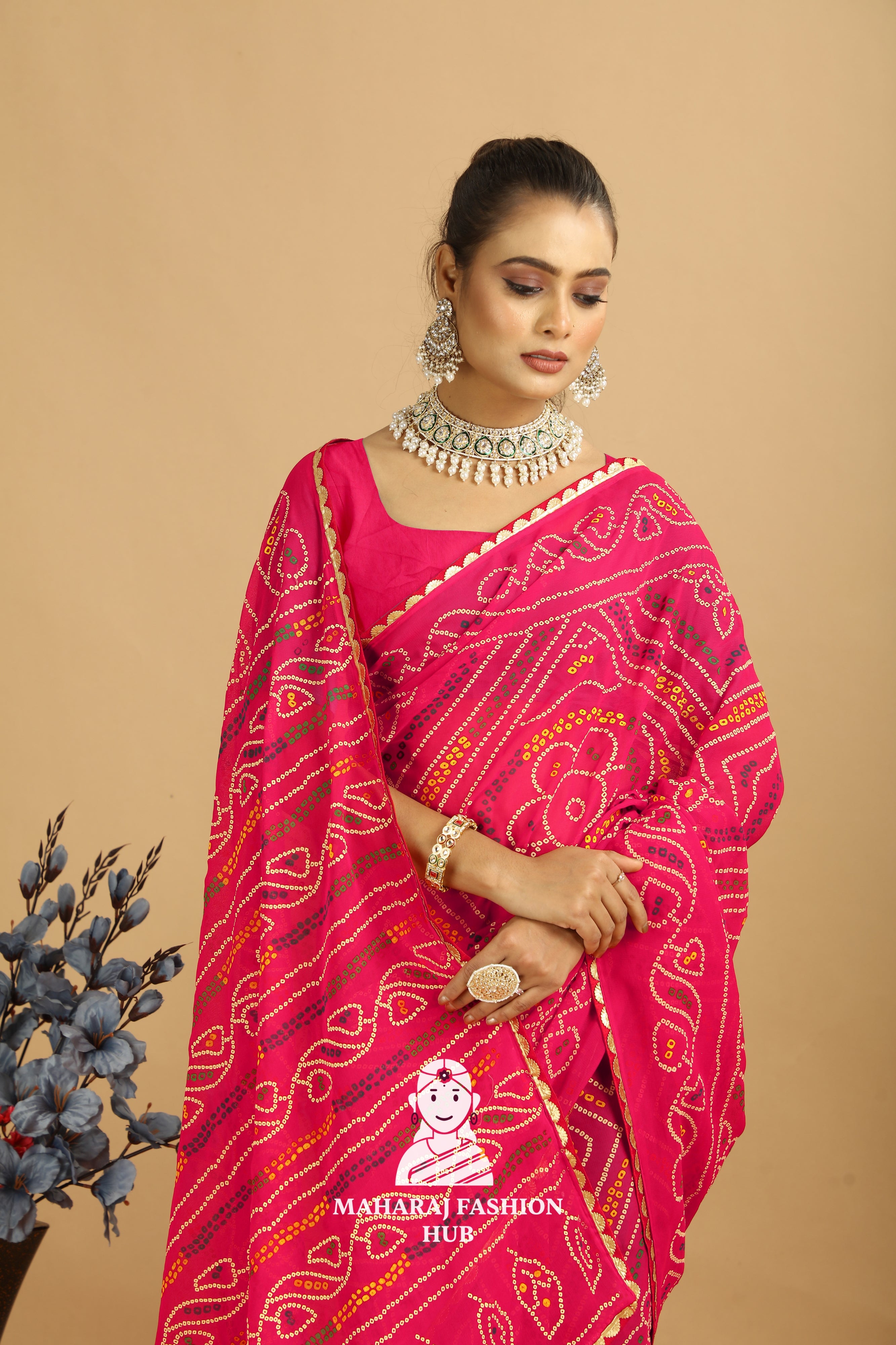 Maharaj Fashion Hub Traditional Georgette Printed Saree – Festive Elegance for Women