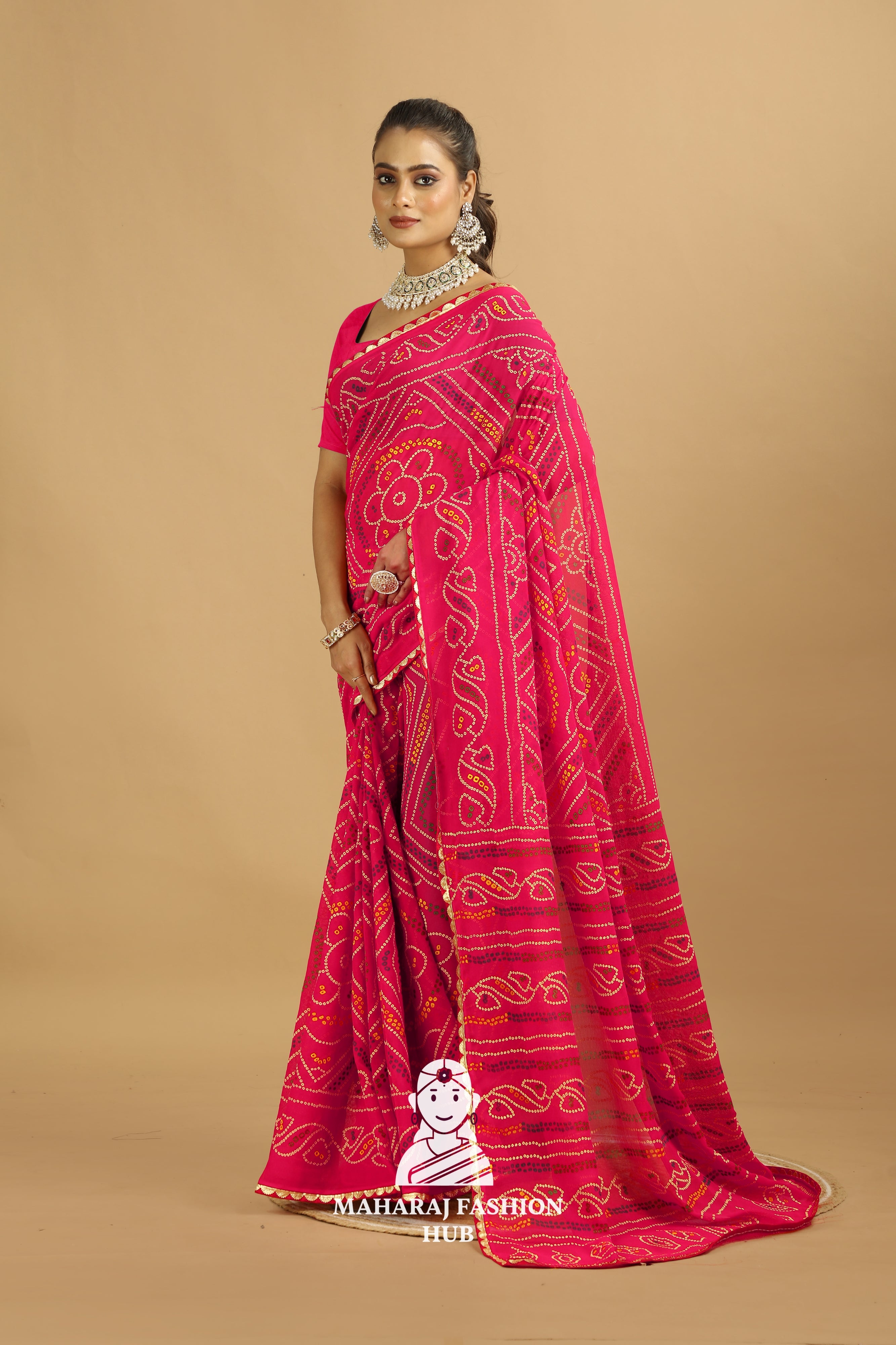 Maharaj Fashion Hub Traditional Georgette Printed Saree – Festive Elegance for Women