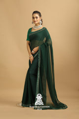 Maharaj Fashion Hub Women's Georgette Saree – Graceful Prints for Cultural Celebrations