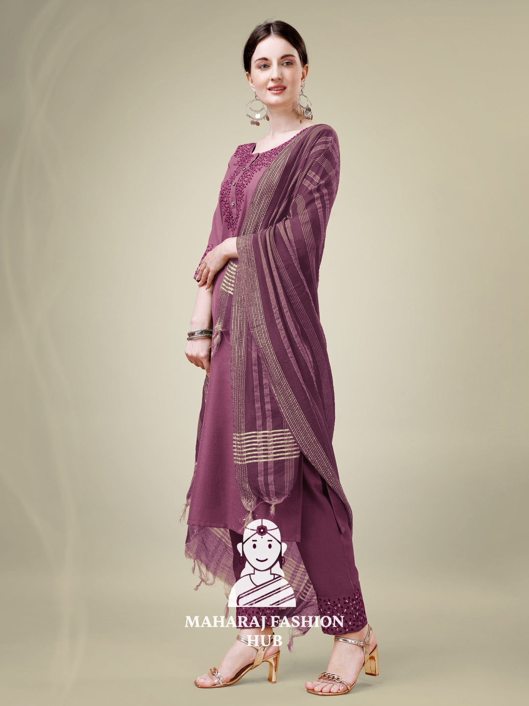 Maharaj Fashion Hub Women's Elegant Kurti Pant Dupatta Set