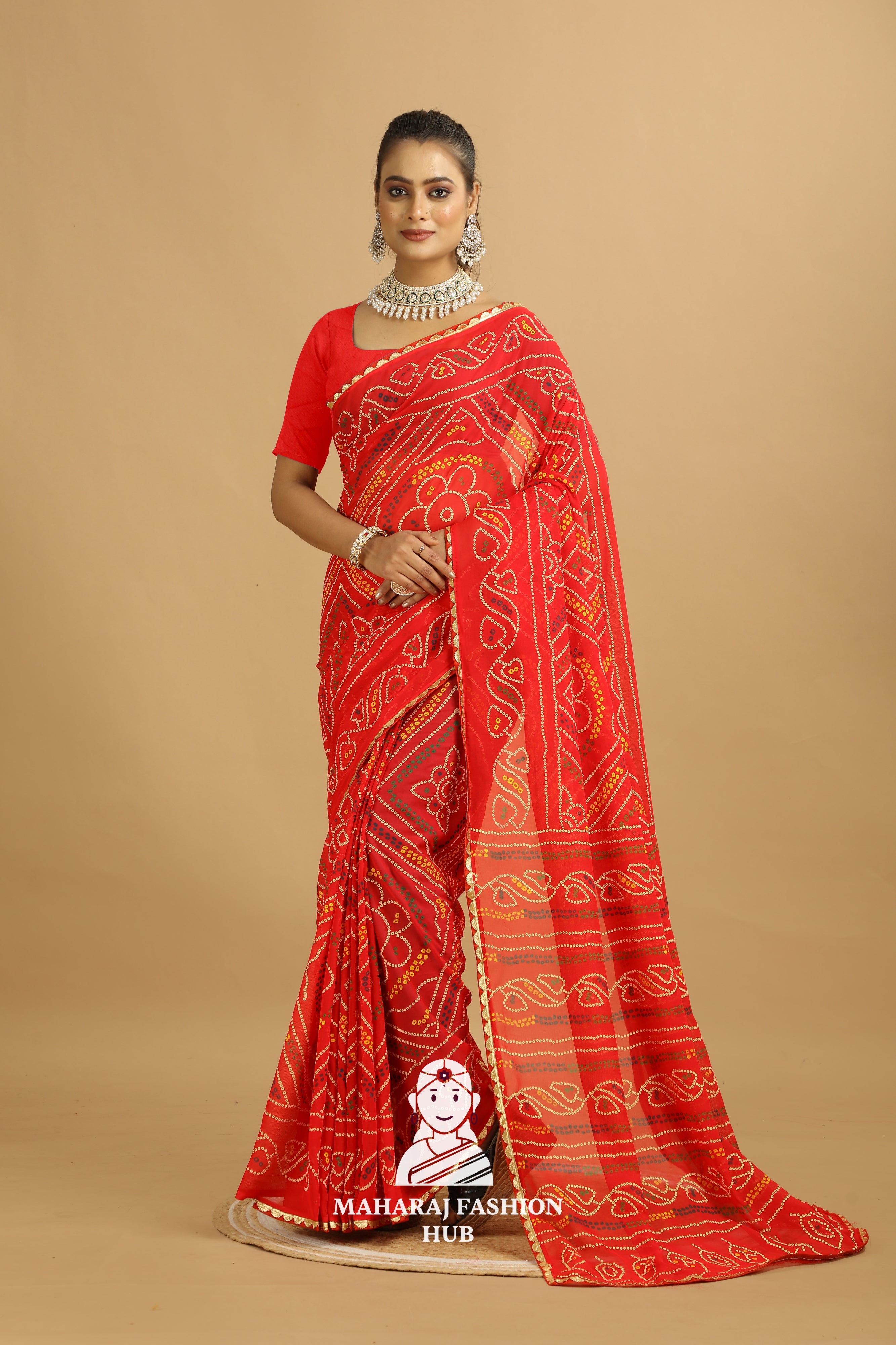 Maharaj Fashion Hub Traditional Georgette Printed Saree – Festive Elegance for Women