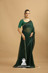Maharaj Fashion Hub Women's Georgette Saree – Graceful Prints for Cultural Celebrations