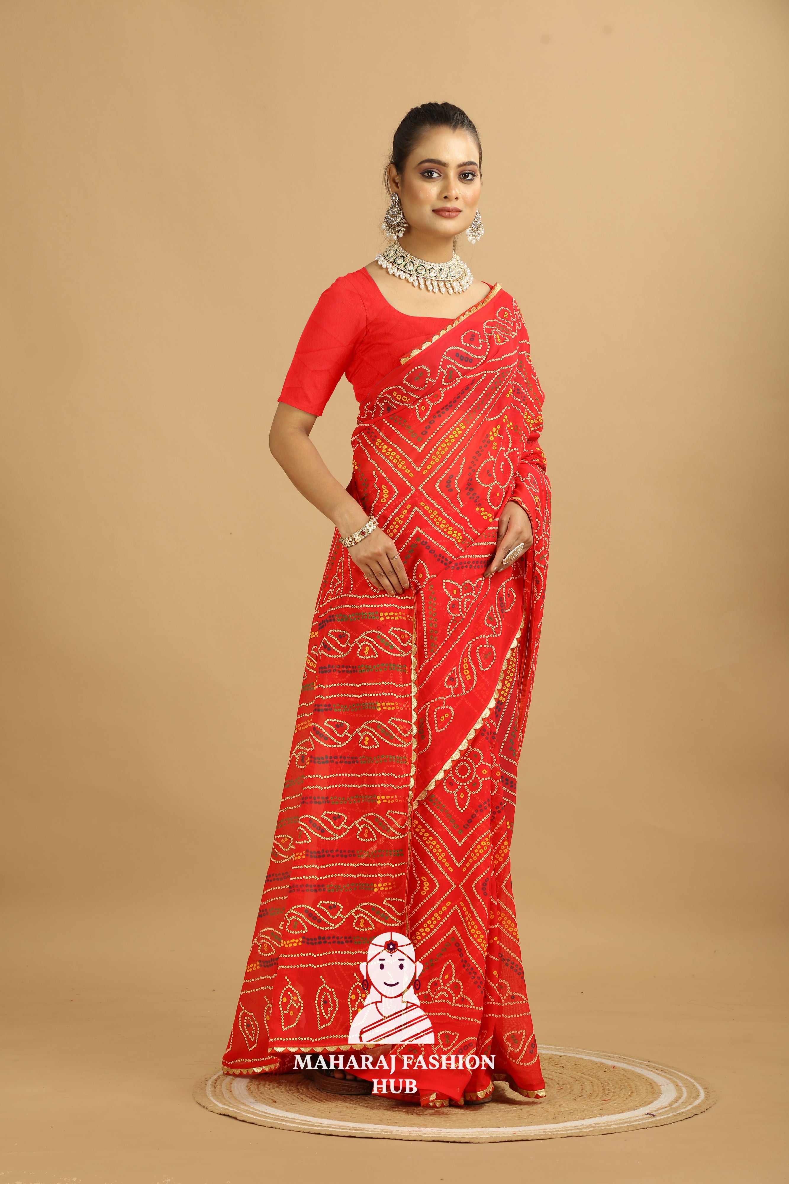 Maharaj Fashion Hub Traditional Georgette Printed Saree – Festive Elegance for Women