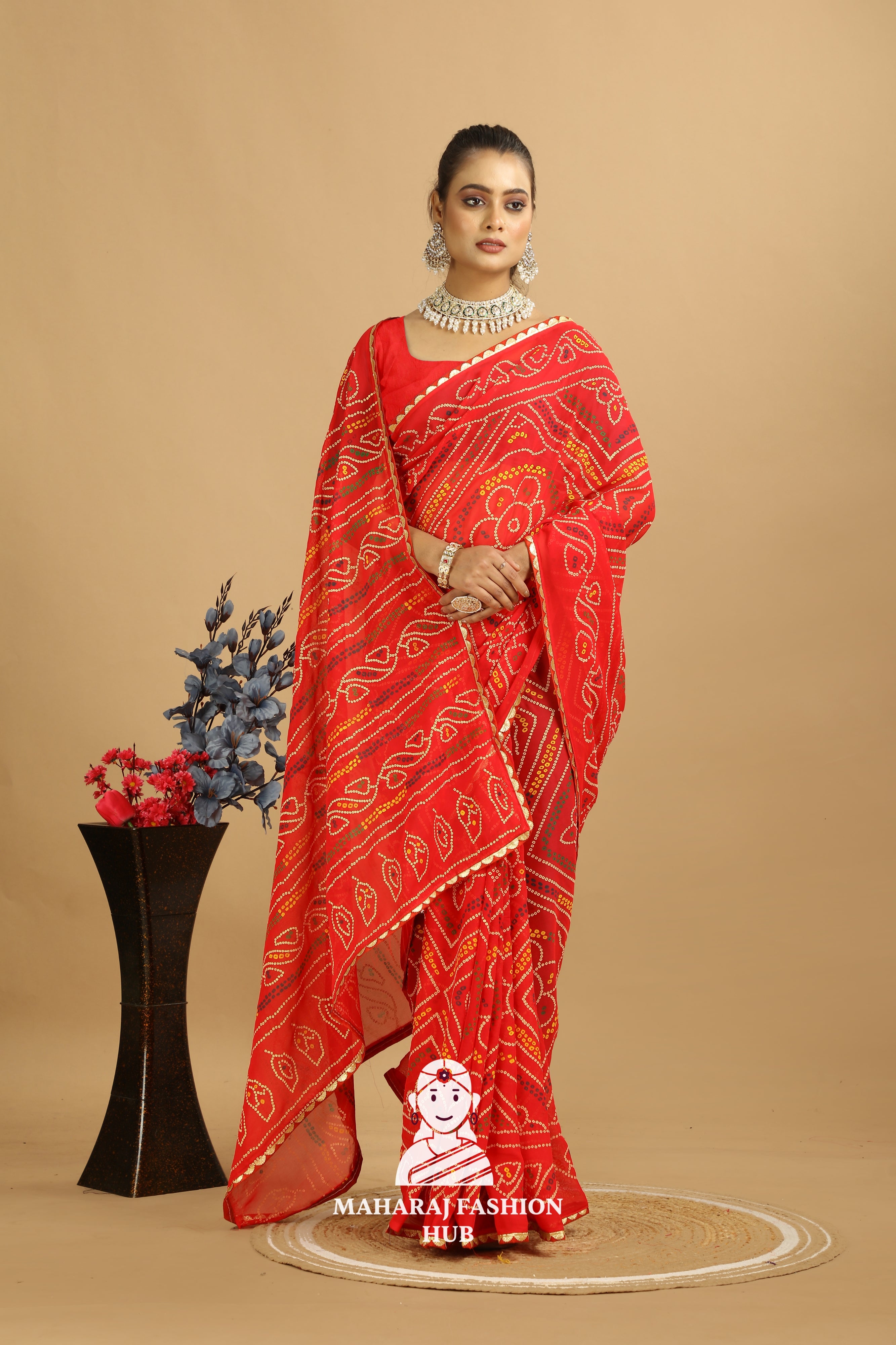 Maharaj Fashion Hub Traditional Georgette Printed Saree – Festive Elegance for Women
