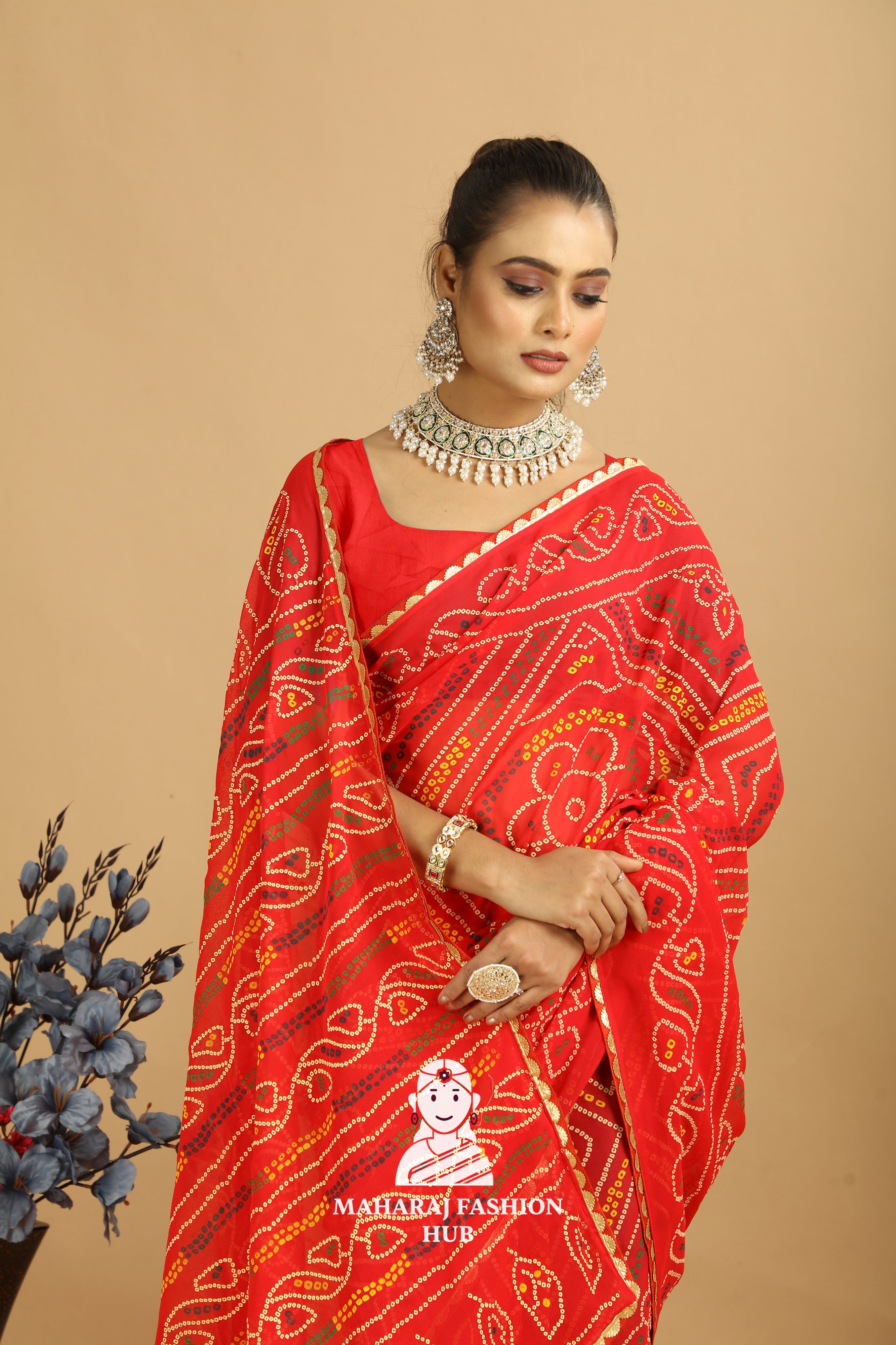 Maharaj Fashion Hub Traditional Georgette Printed Saree – Festive Elegance for Women