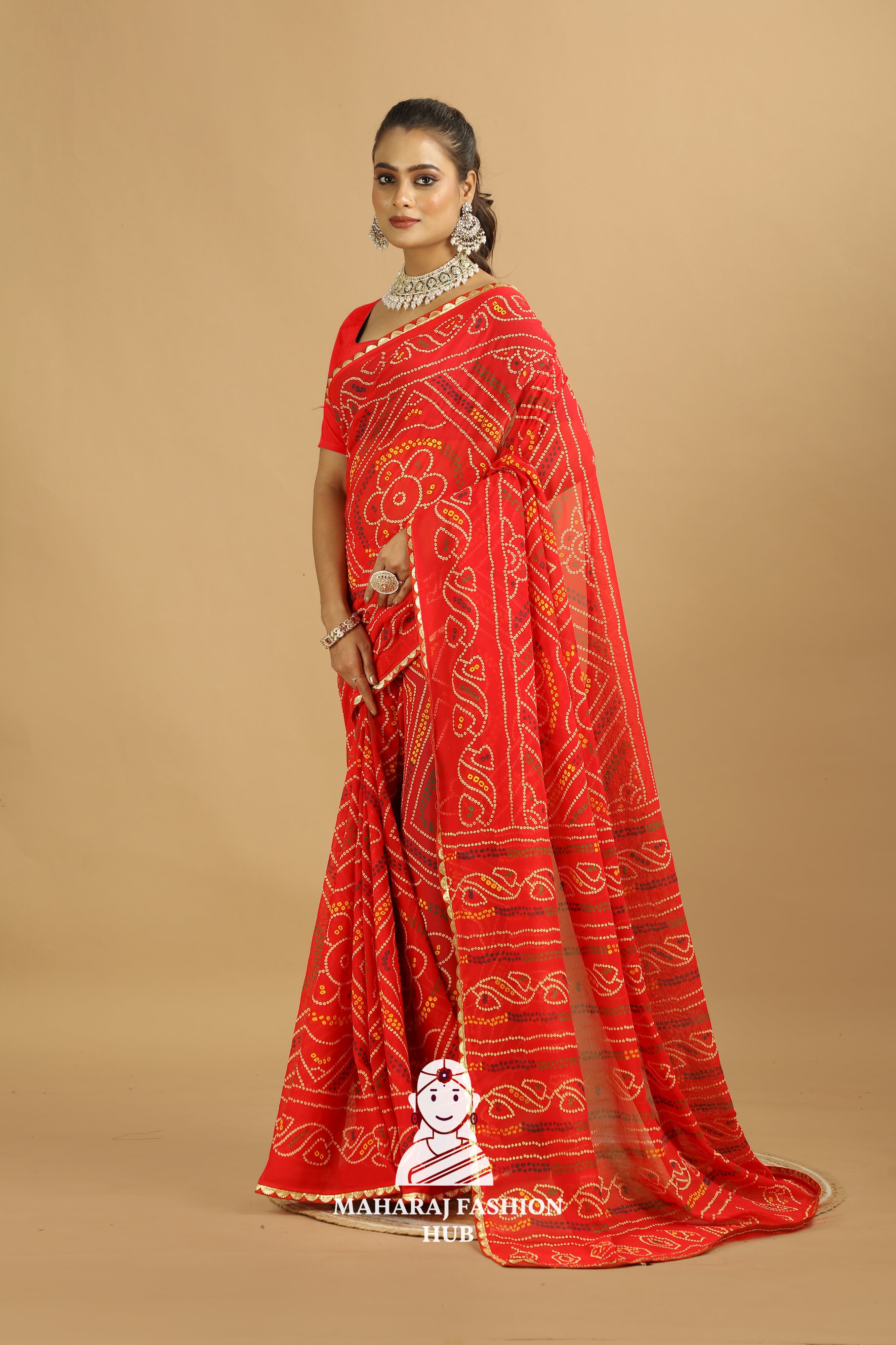 Maharaj Fashion Hub Traditional Georgette Printed Saree – Festive Elegance for Women