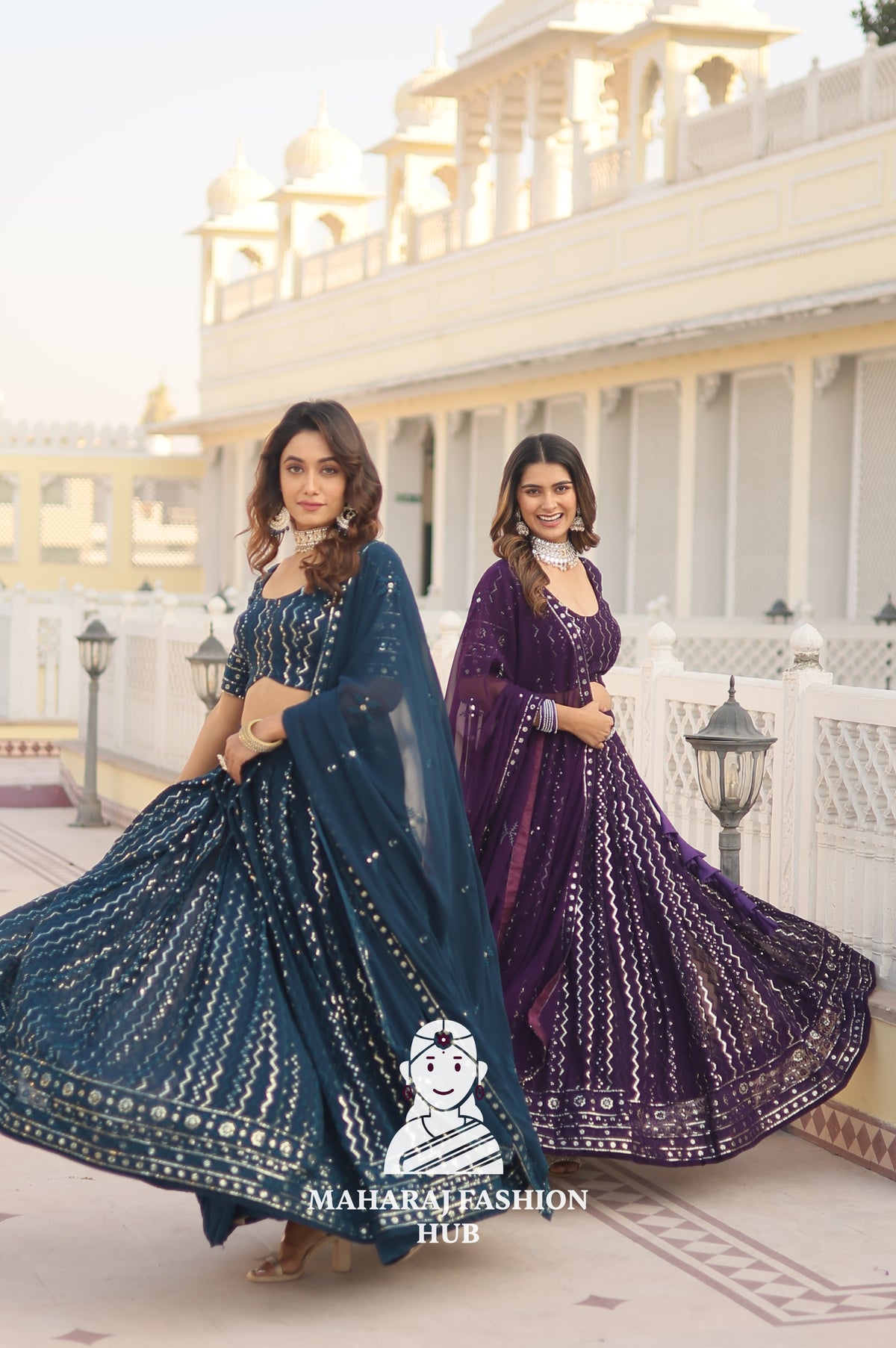 👗 Faux Blooming Lehenga Choli Set with Sequins & Thread Embroidery Work – Includes Matching Dupatta