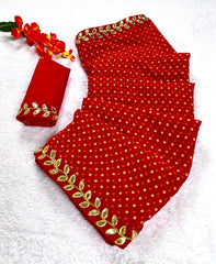 Latest Pure Georgette tiki Gotapatti Work Saree