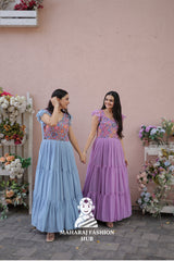 🌸 Faux Georgette Floral Combo Offer Gown – Style Meets Savings!