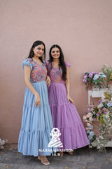 🌸 Faux Georgette Floral Combo Offer Gown – Style Meets Savings!