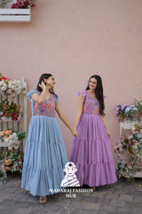 🌸 Faux Georgette Floral Combo Offer Gown – Style Meets Savings!
