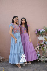 🌸 Faux Georgette Floral Combo Offer Gown – Style Meets Savings!
