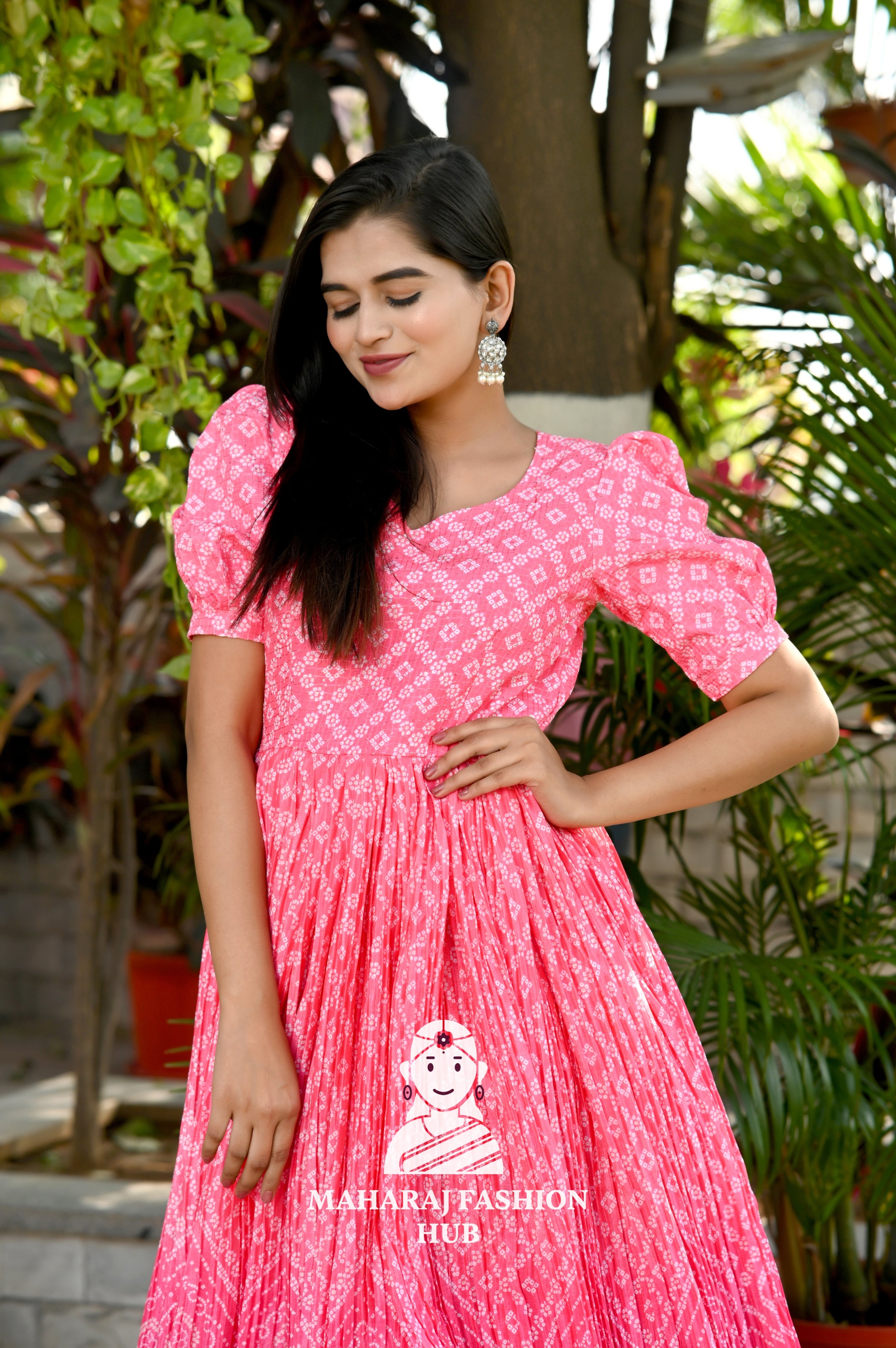 Charming Crush Pleated Bandhej Print Dress