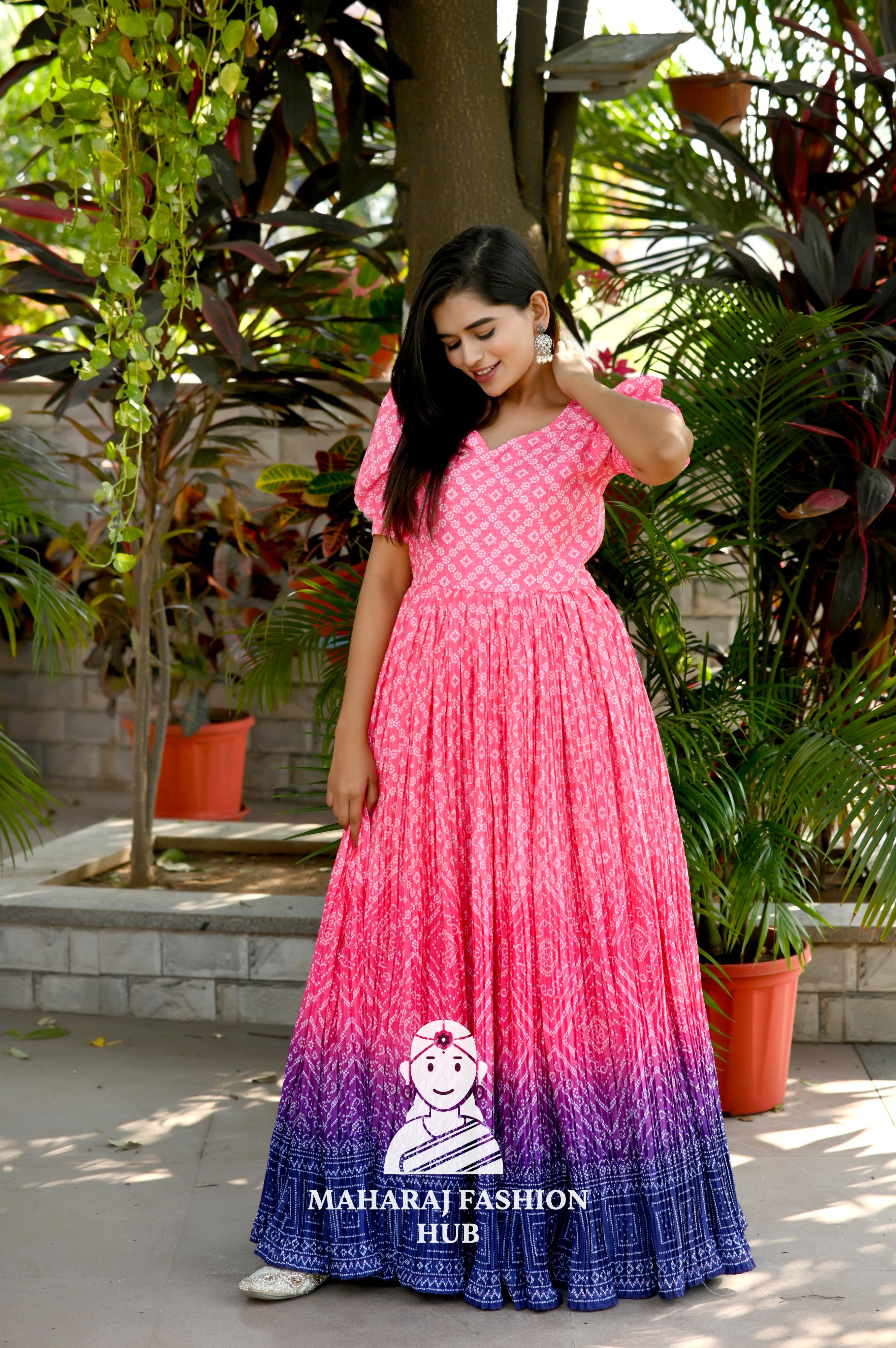 Charming Crush Pleated Bandhej Print Dress