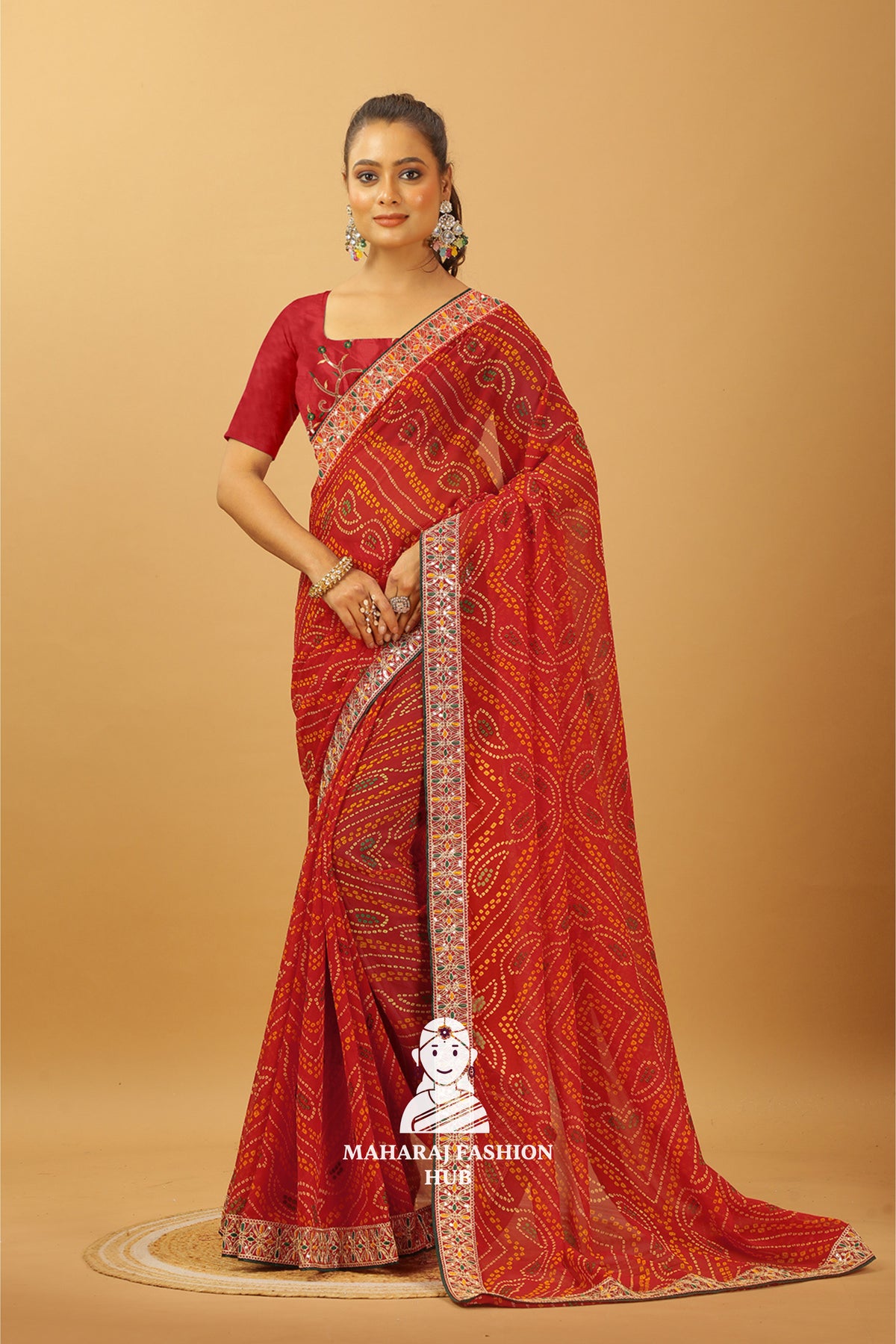 Maharaj Fashion Hub Stylish Georgette Saree – Lightweight & Trendy