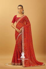 Maharaj Fashion Hub Stylish Georgette Saree – Lightweight & Trendy