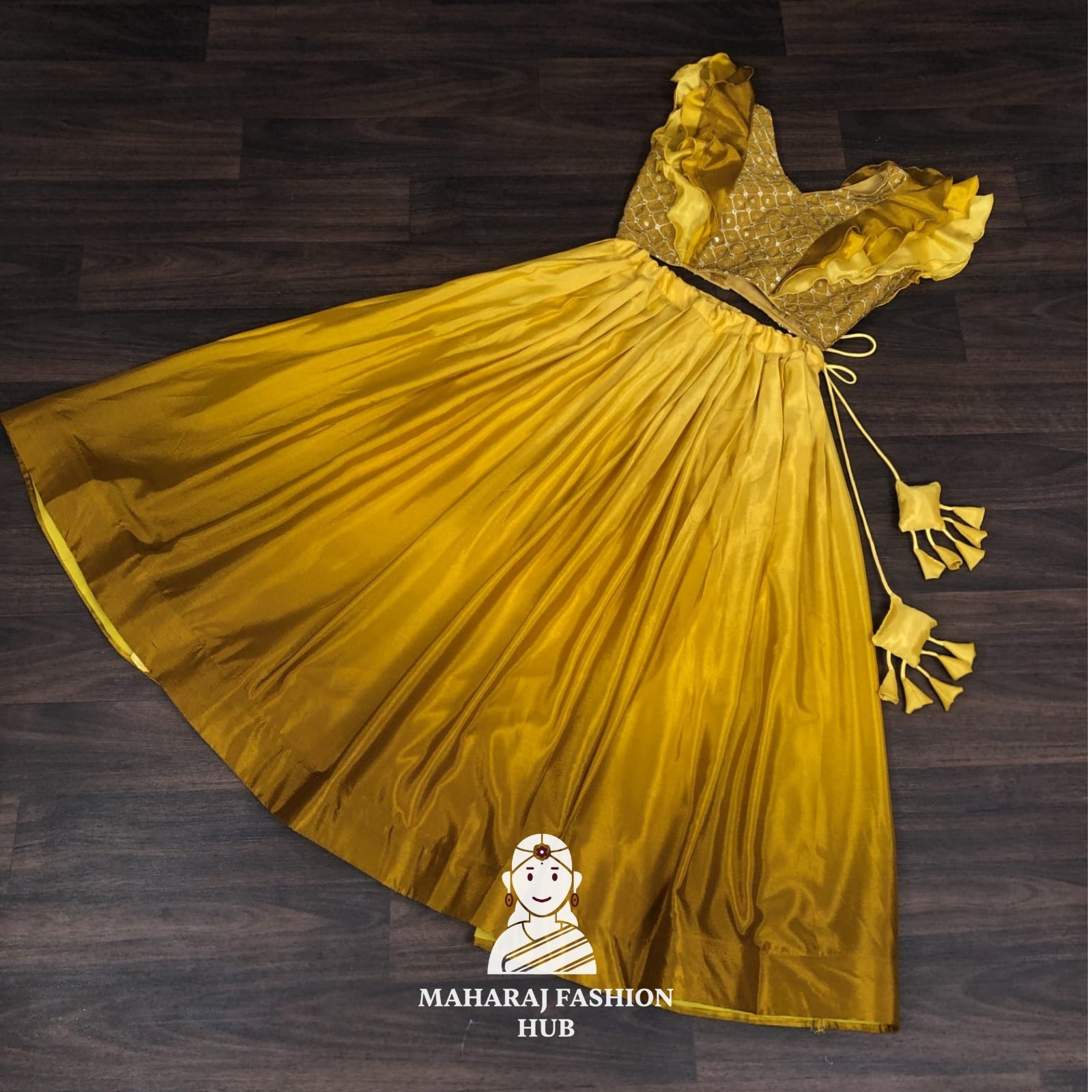 Colourful Chinnon Flared Lehenga with Sequins & Chikankari Frill Blouse – Trendsetting Lehenga-Choli for Stylish Women 💕