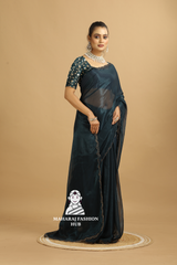 New Premium Chiffon Silk Saree with Classic Arco Border Perfect for Party Wear