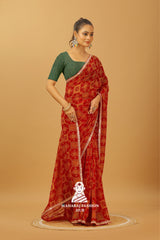 Maharaj Fashion Hub Women's Georgette Saree in Maroon with Sequin Work – Party Wear