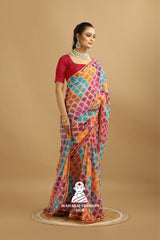 Maharaj Fashion Hub Festive Georgette Saree – Traditional Saree with Zari Border and Blouse Piece for Women