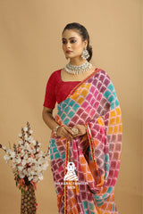 Maharaj Fashion Hub Festive Georgette Saree – Traditional Saree with Zari Border and Blouse Piece for Women