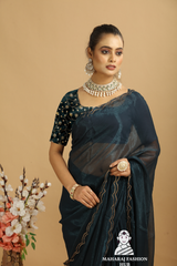 New Premium Chiffon Silk Saree with Classic Arco Border Perfect for Party Wear