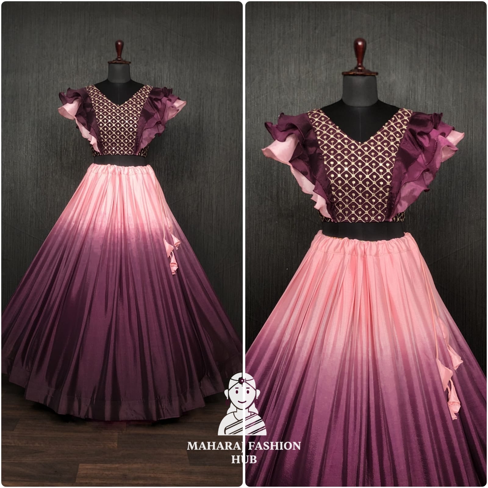 Colourful Chinnon Flared Lehenga with Sequins & Chikankari Frill Blouse – Trendsetting Lehenga-Choli for Stylish Women 💕
