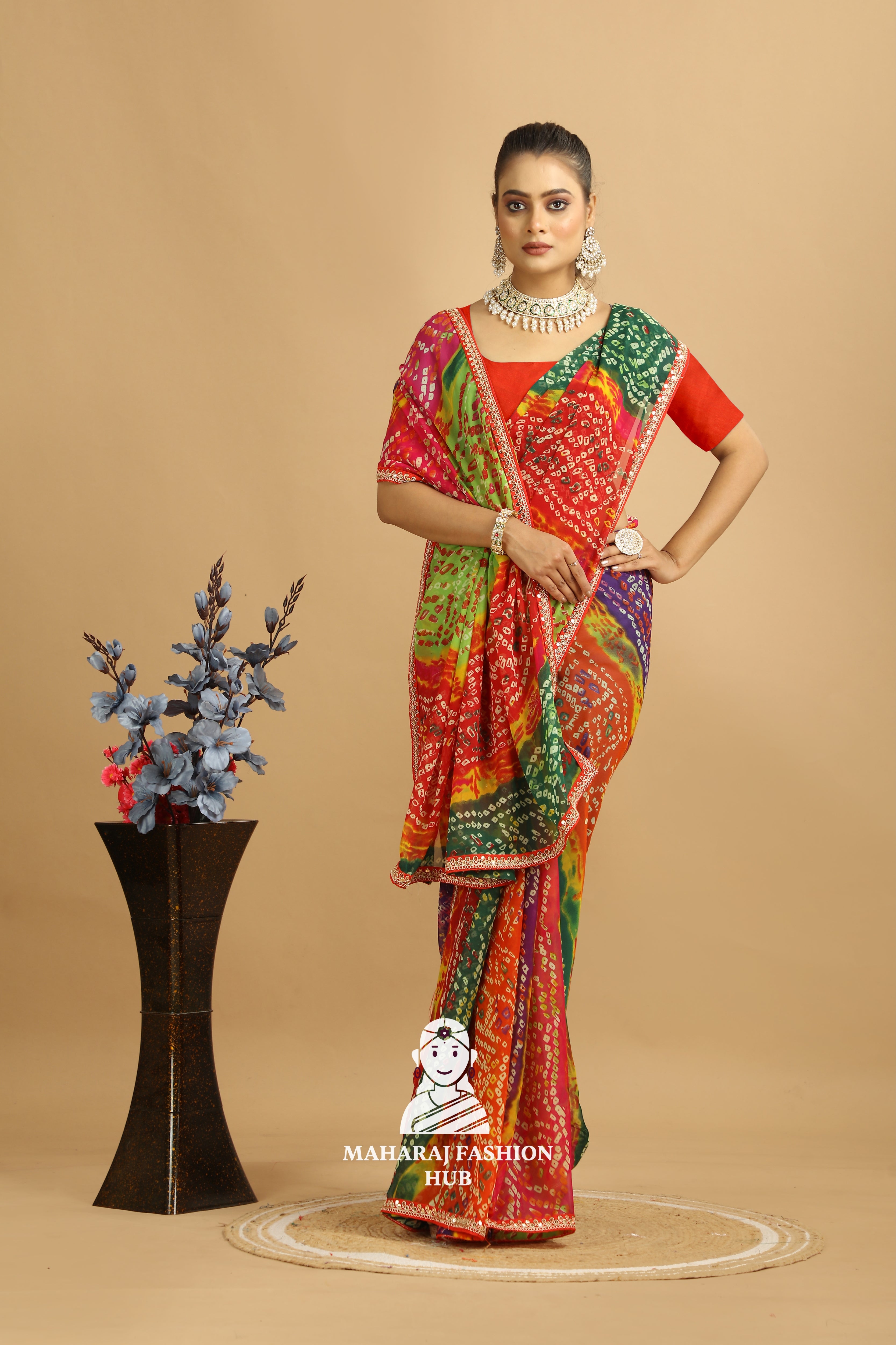 Maharaj Fashion Hub Georgette Saree for Women – Ethnic & Elegant Look