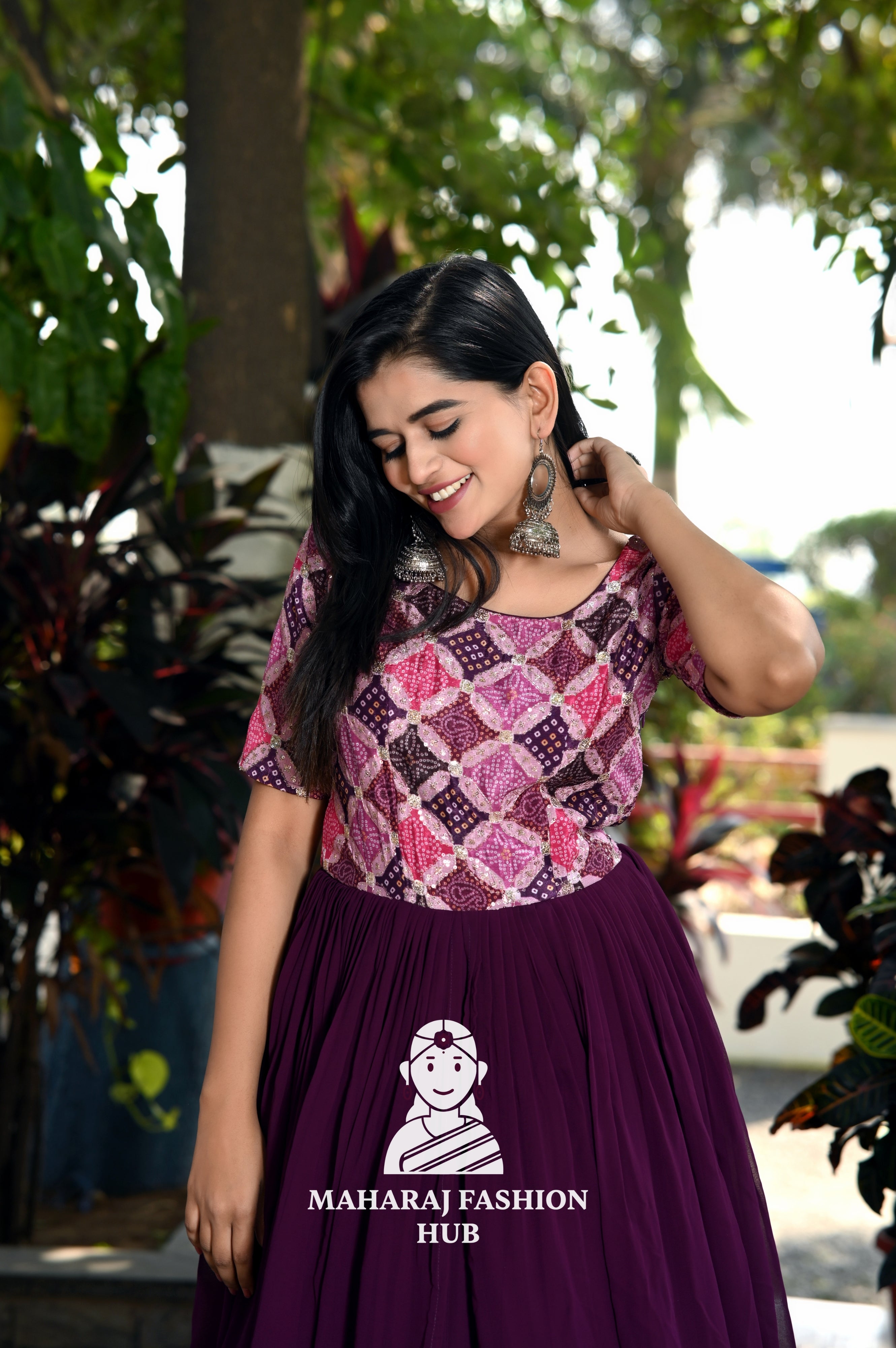 Faux Blooming Gown with Chinnon Print & Double Flair Elegance